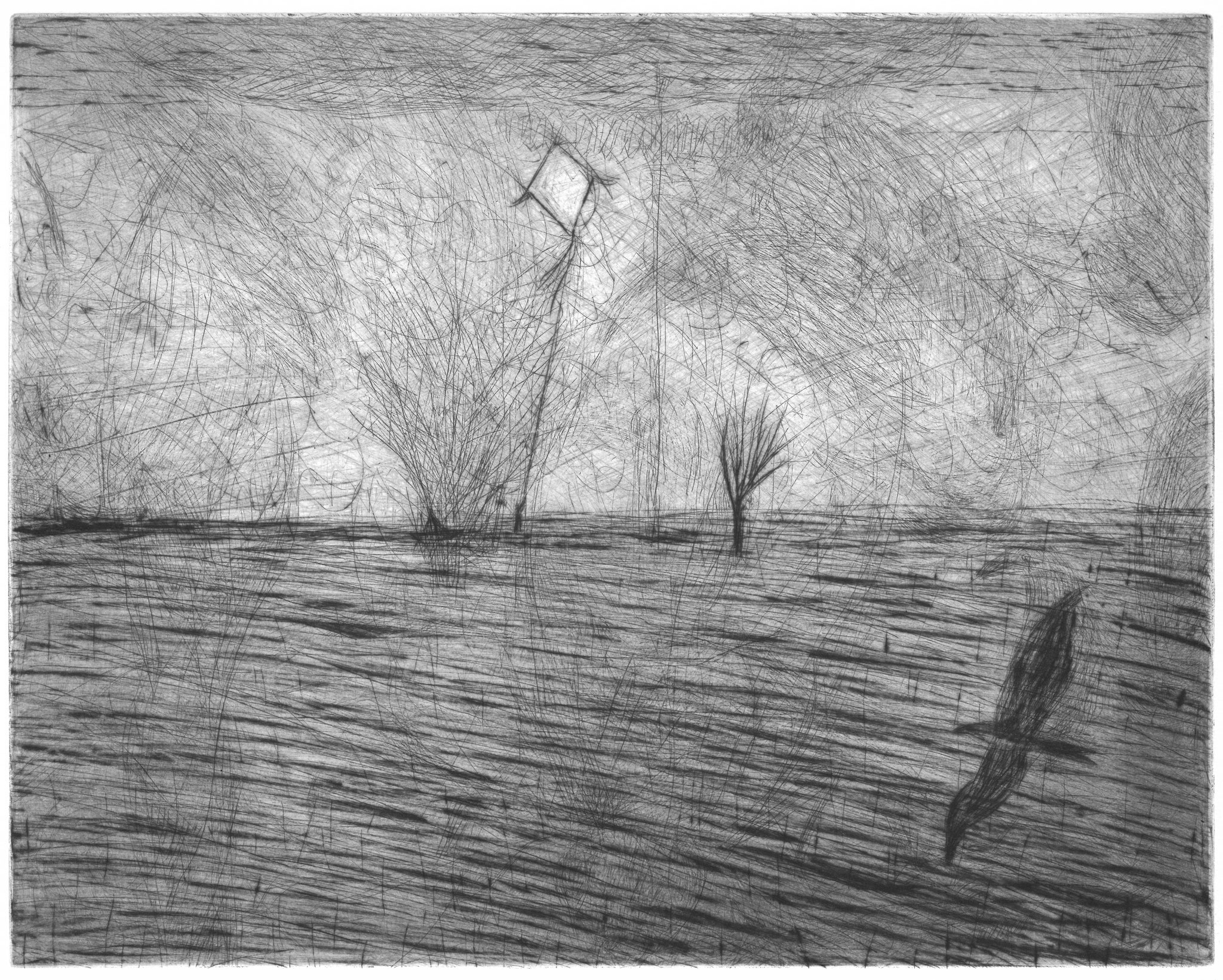 Heike Wadewitz, später Herbst, 2025, Kaltnadel