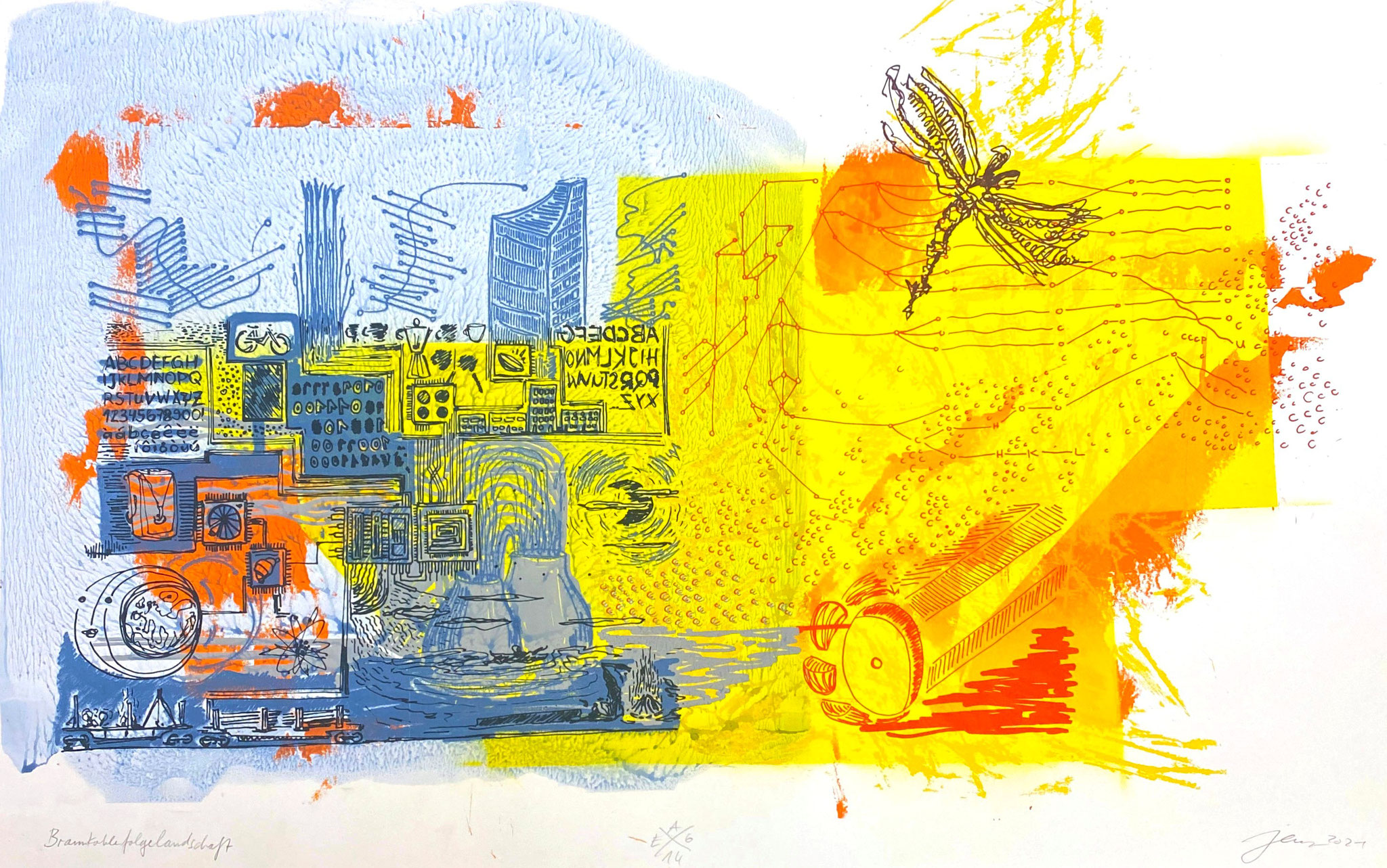 Jens Besser, Braunkohlefolgelandschaft, 2021, Siebdruck & Acryllack