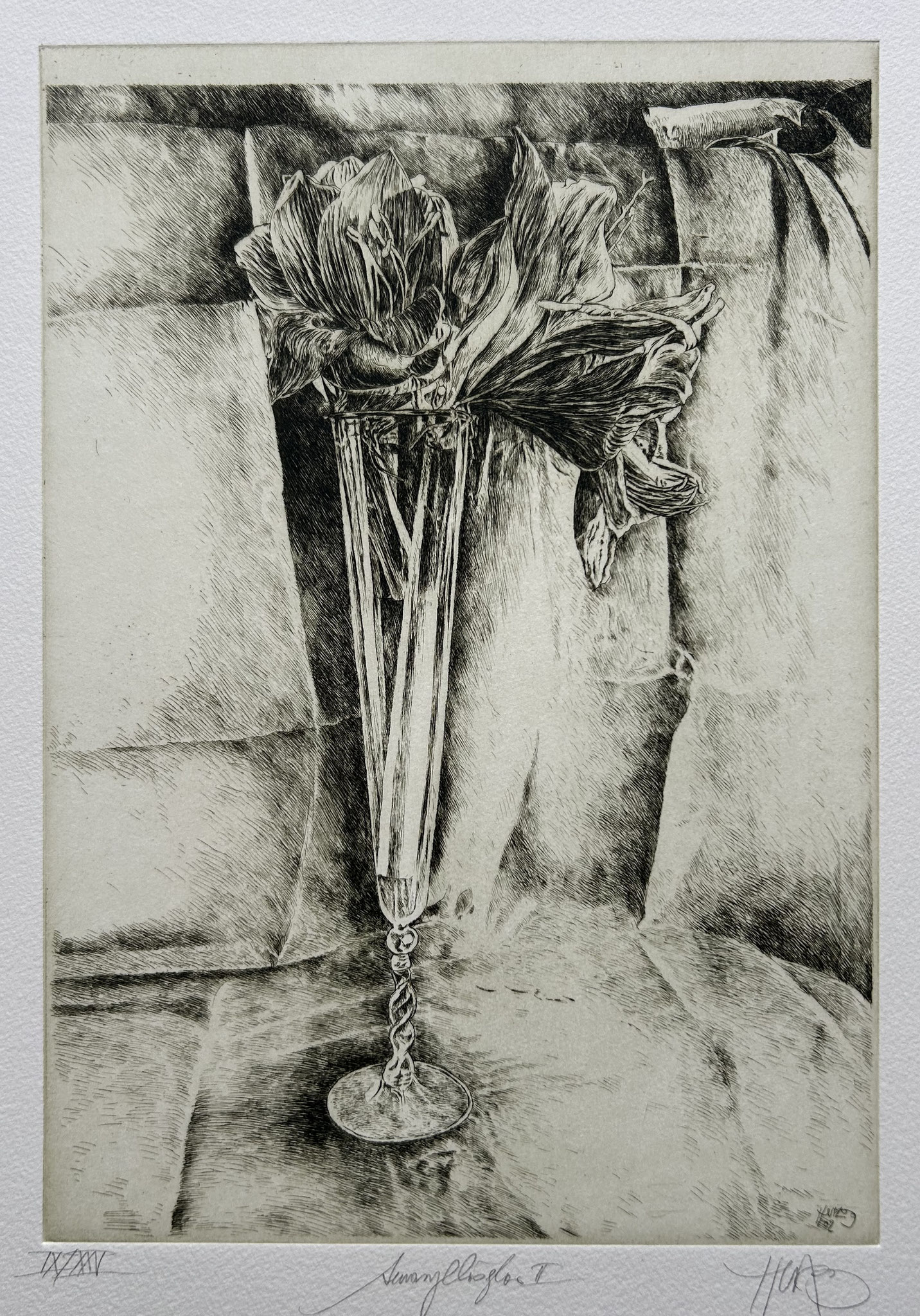 Walter Herzog, Amaryllisglas II, 2002, Radierung