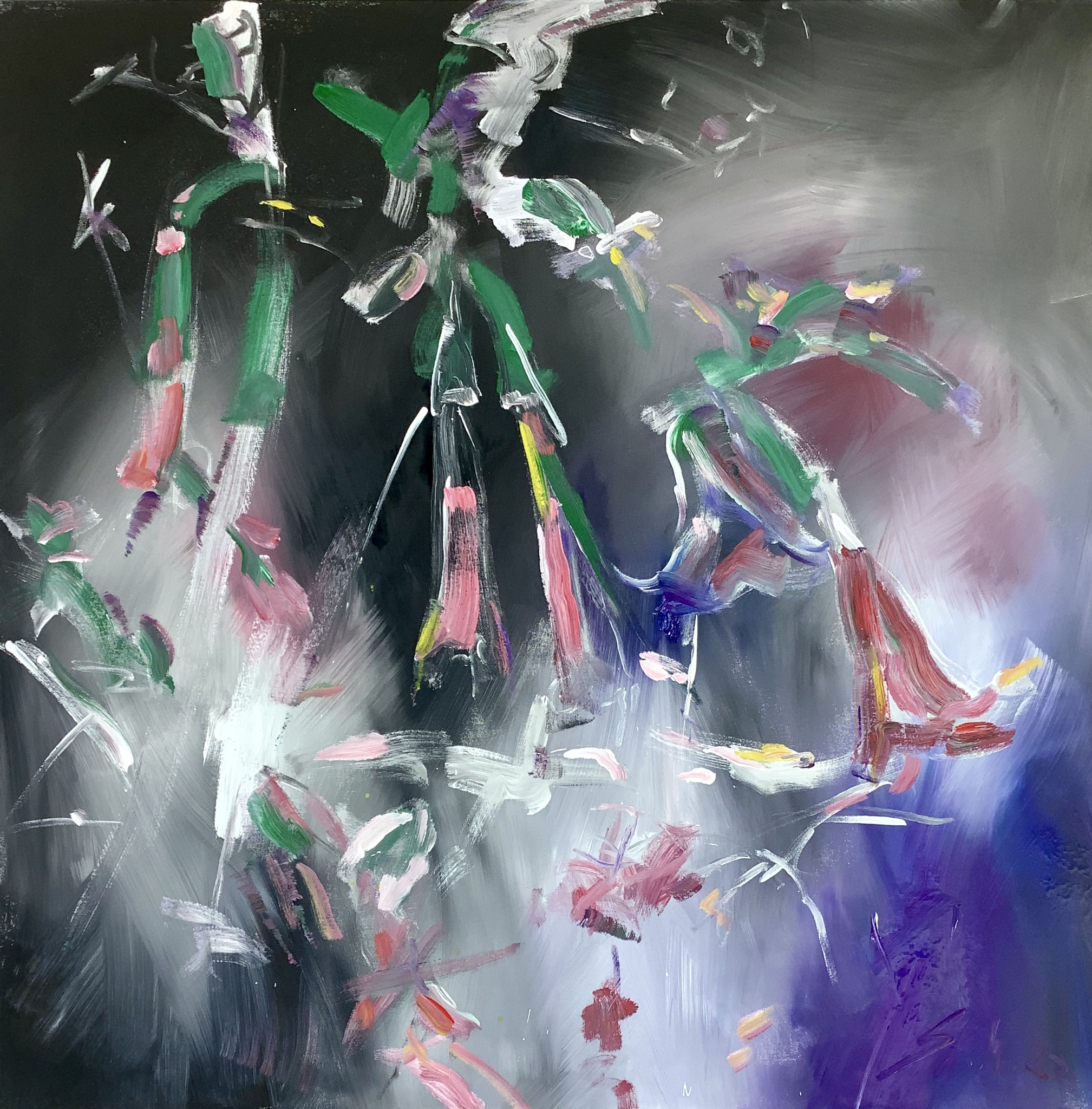 "flowers flowers I", 100cm x 100cm, Acryl On Canvas, Stefan Miteff 2022
