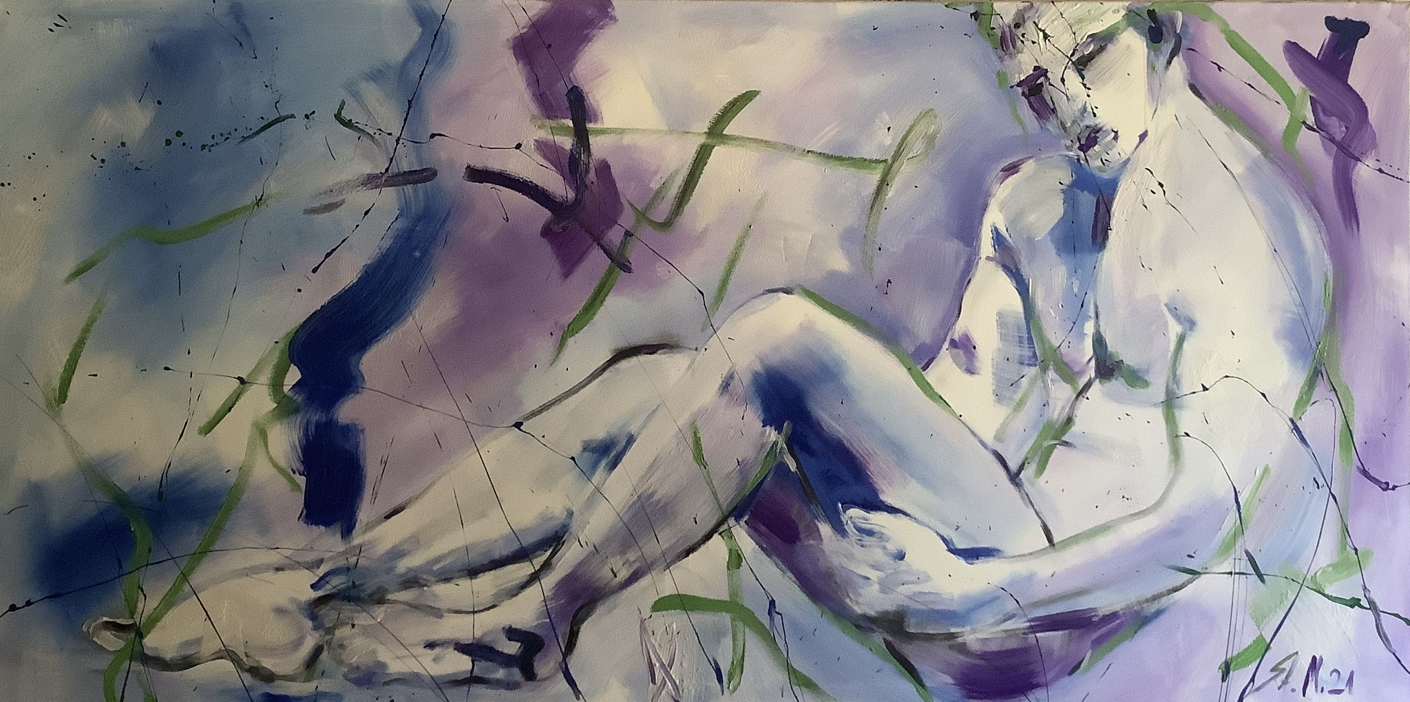 „Neptun im Aquarium“, 100cm x 200 cm, Mixed Media on Canvas, 