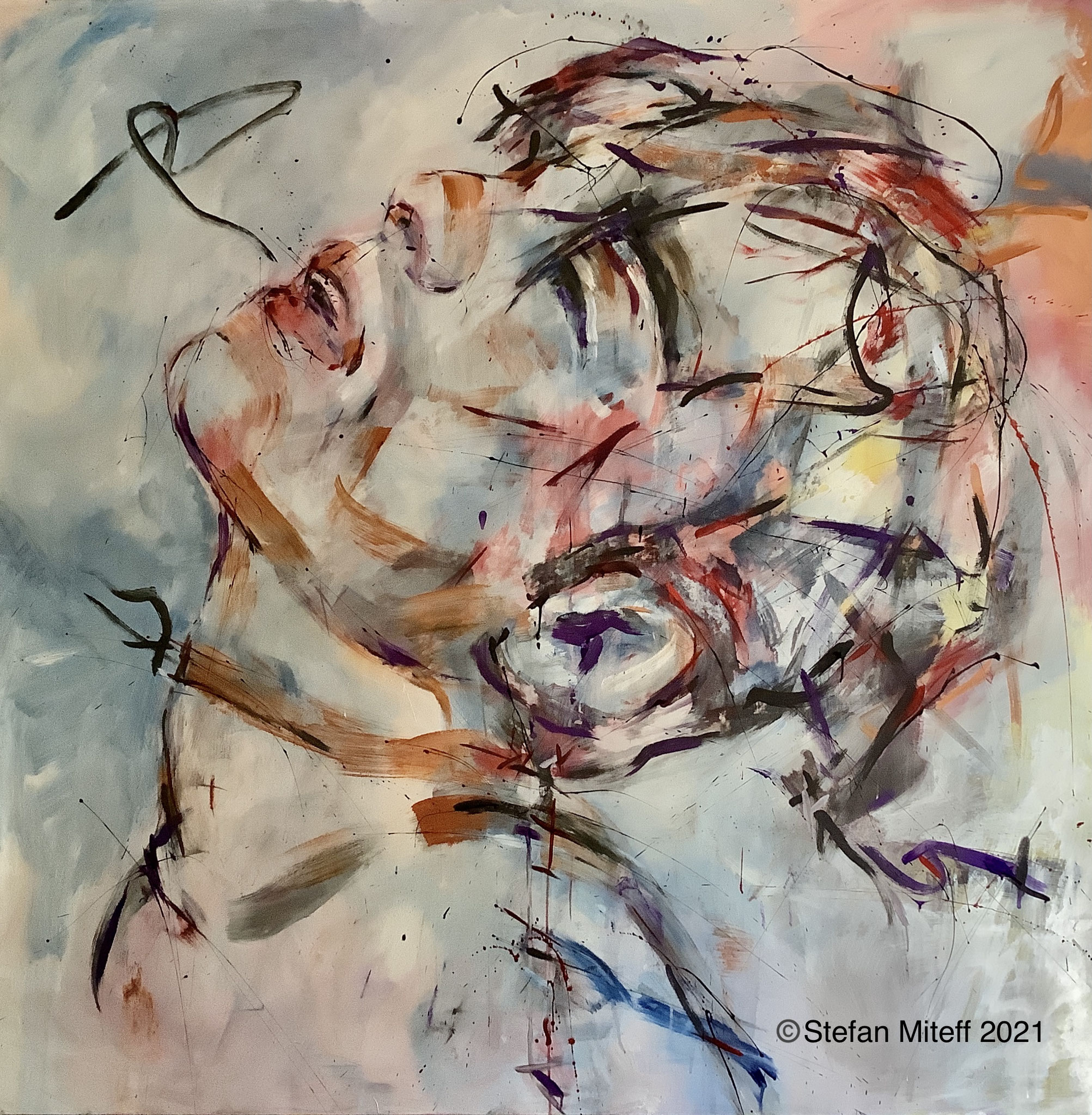 "the spell", 2021, 200cm x 200cm, Mixed Media On Canvas, 