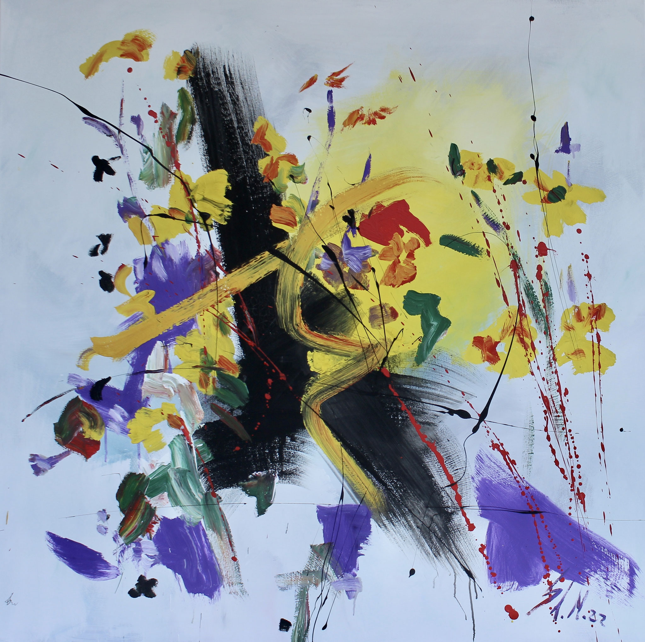 "flowers flowers VII", 100cm x 100cm, Acryl On Canvas, Stefan Miteff 2022