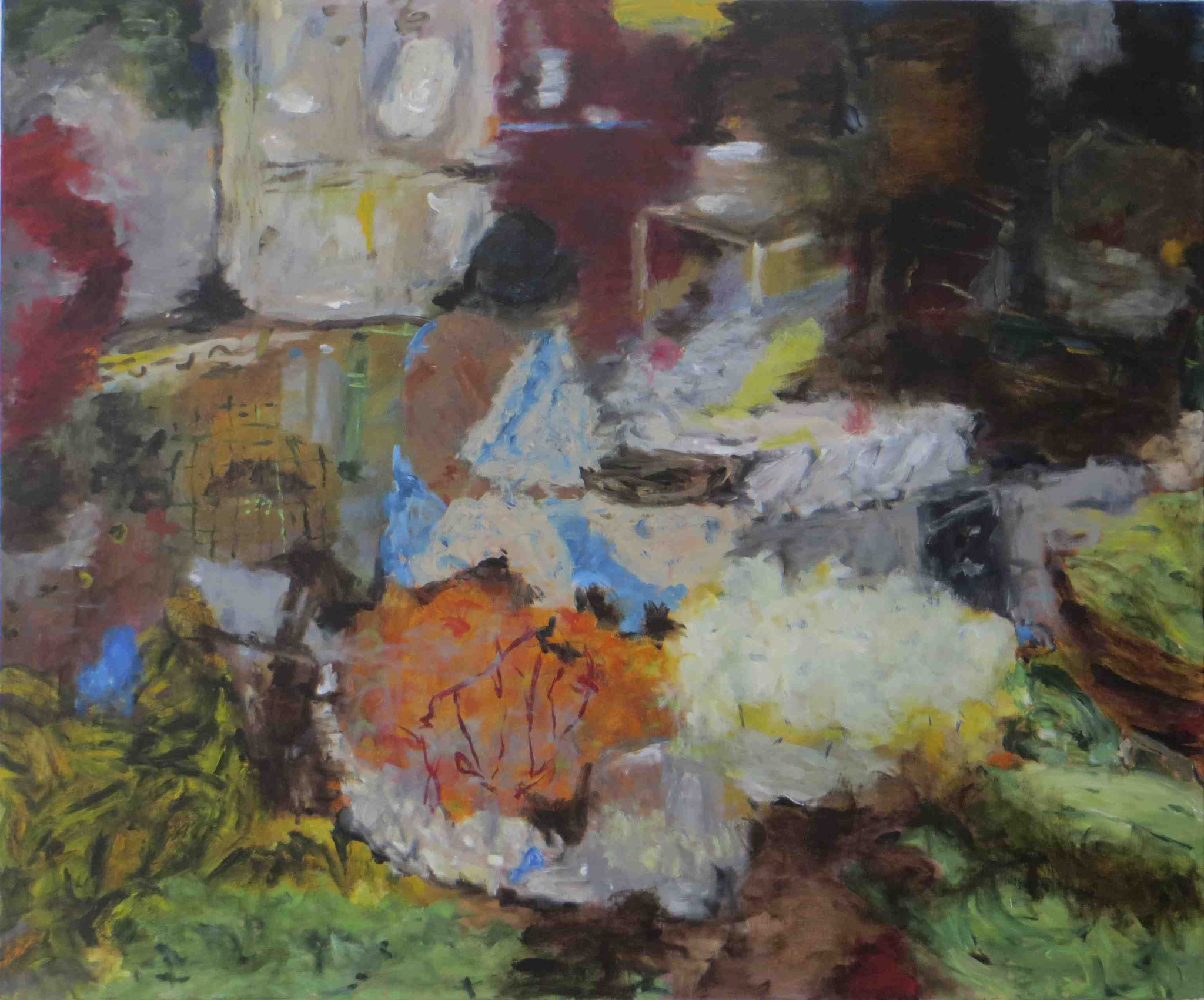 Morning Market Madurai, Acryl auf Lwd, 100x120, 2013