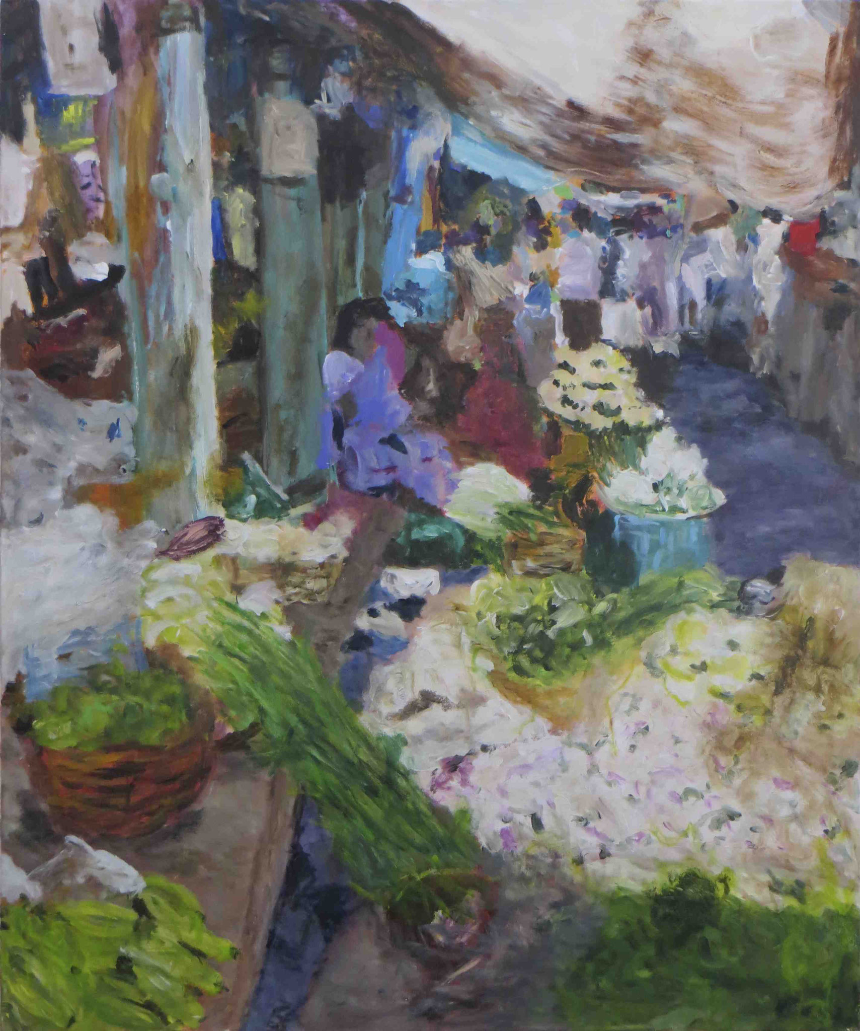 Morning Market Pondicherry, Acryl auf Lwd, 120x100, 2012