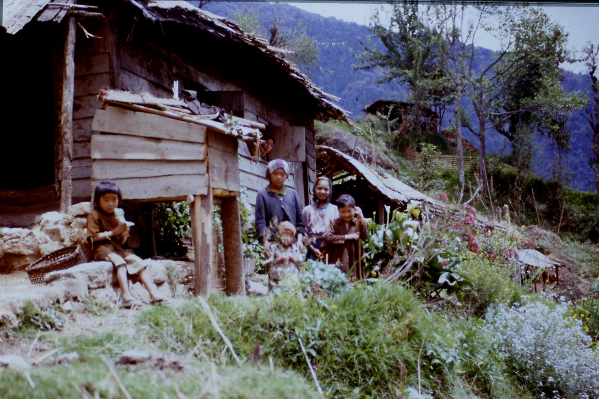 8/5/1990: 33: girls outside cottage below Molle