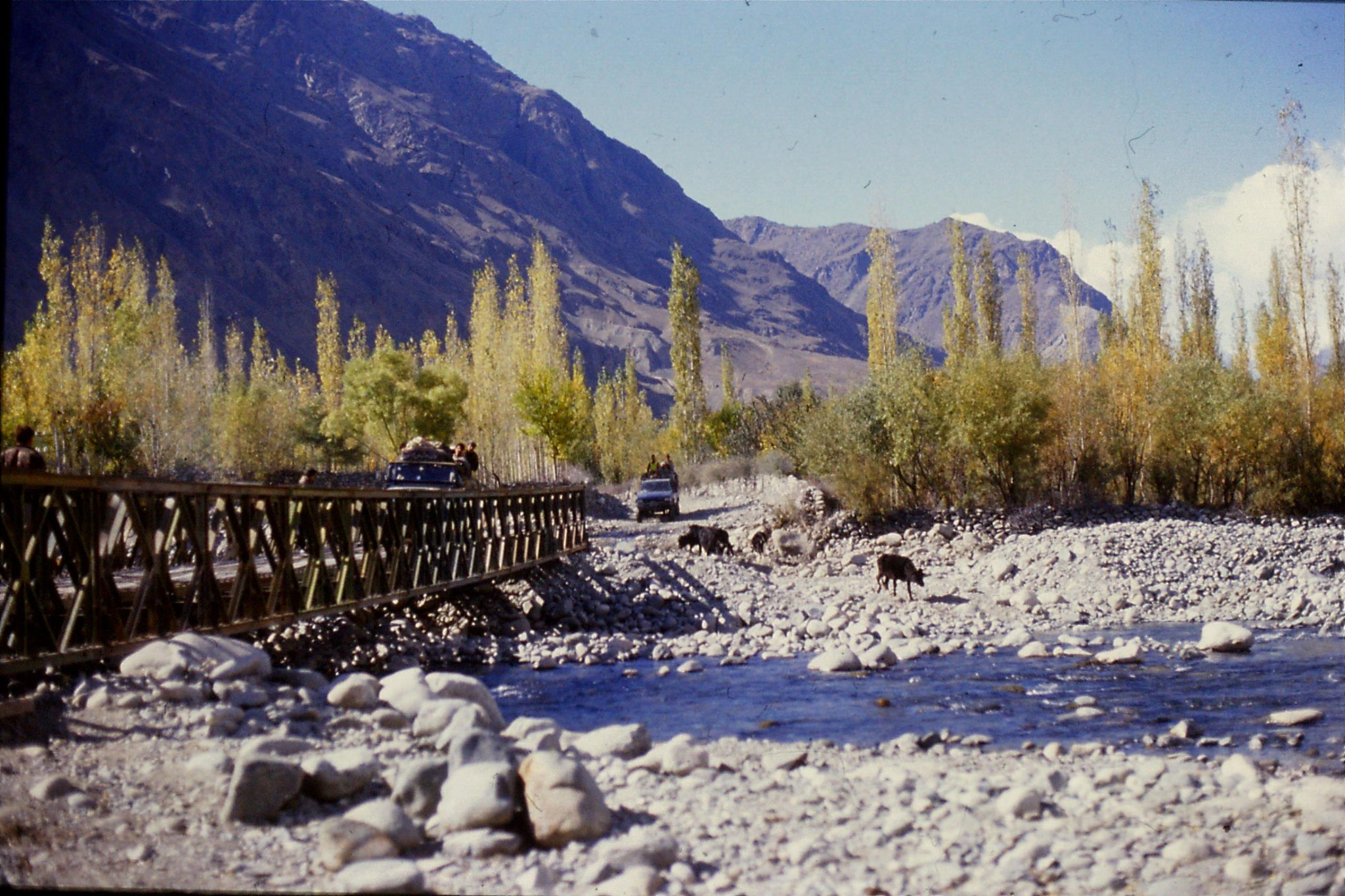 25/10/1989: 29: jeep on girder bridge at Julijal