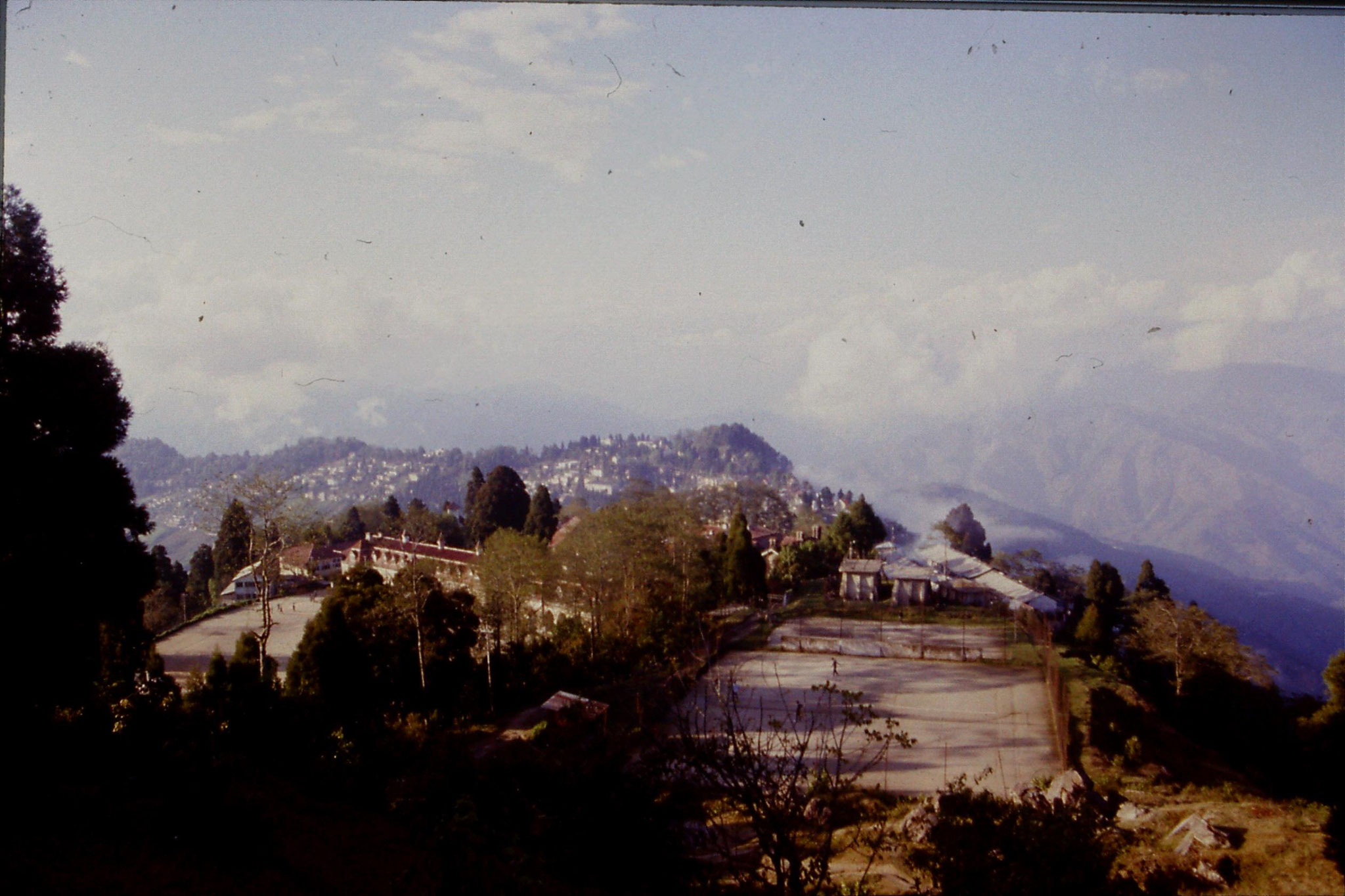 1/5/1990: 2: Darjeeling, view towards Kanchenjunga with St Paul's school