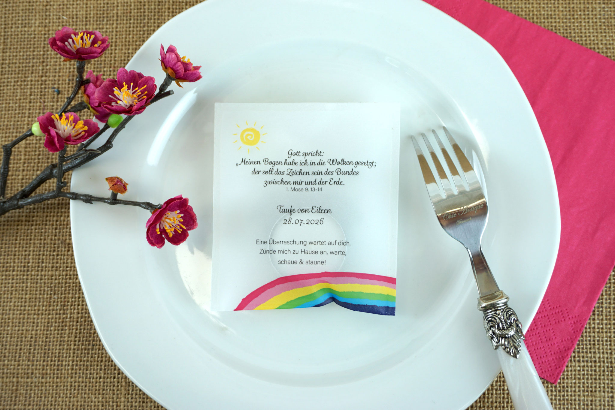 Lichtbotschaft Design "Regenbogen Pink ohne Vögelchen"