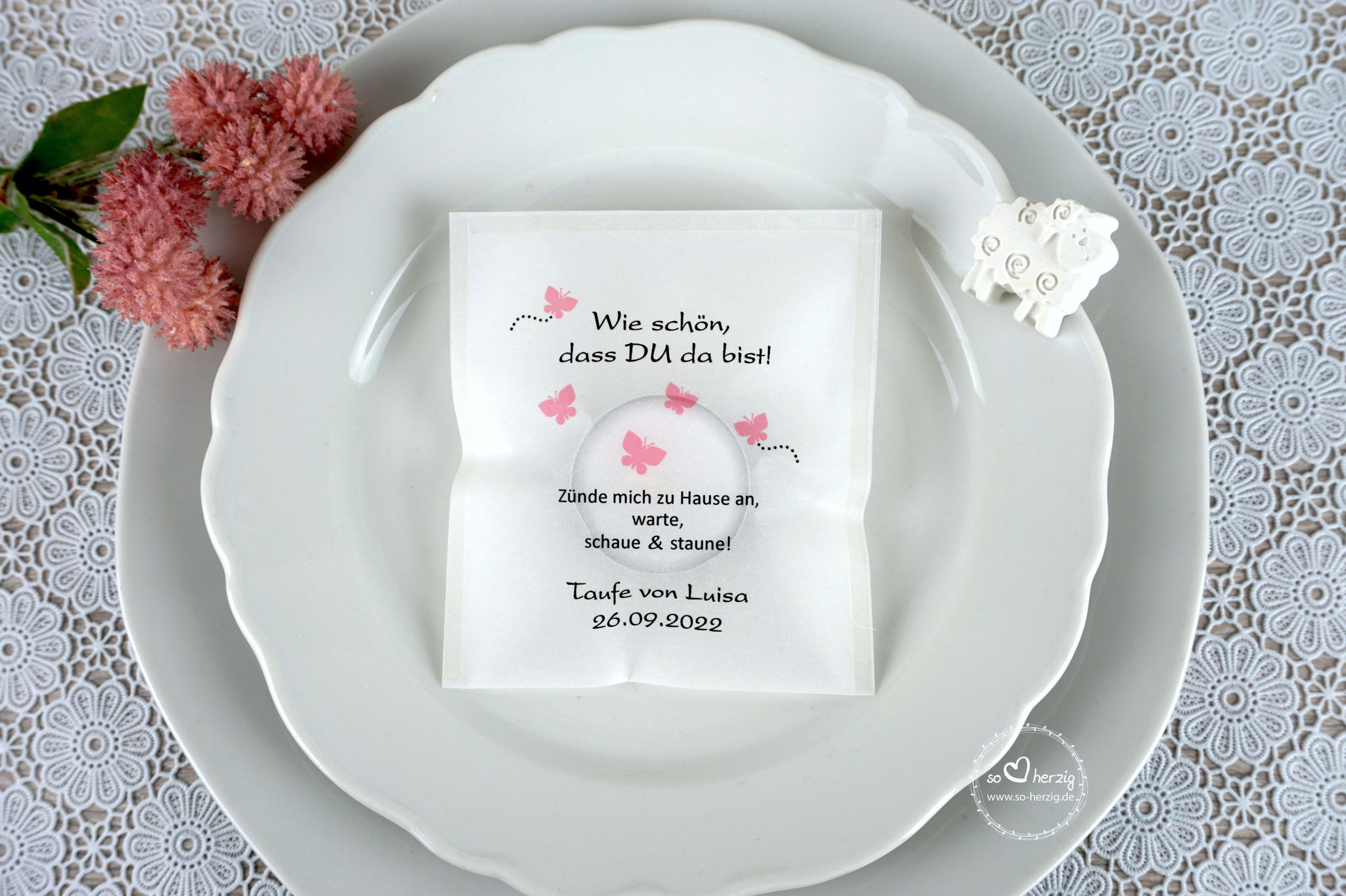 Lichtbotschaft Design "Schmetterlinge" Rosa