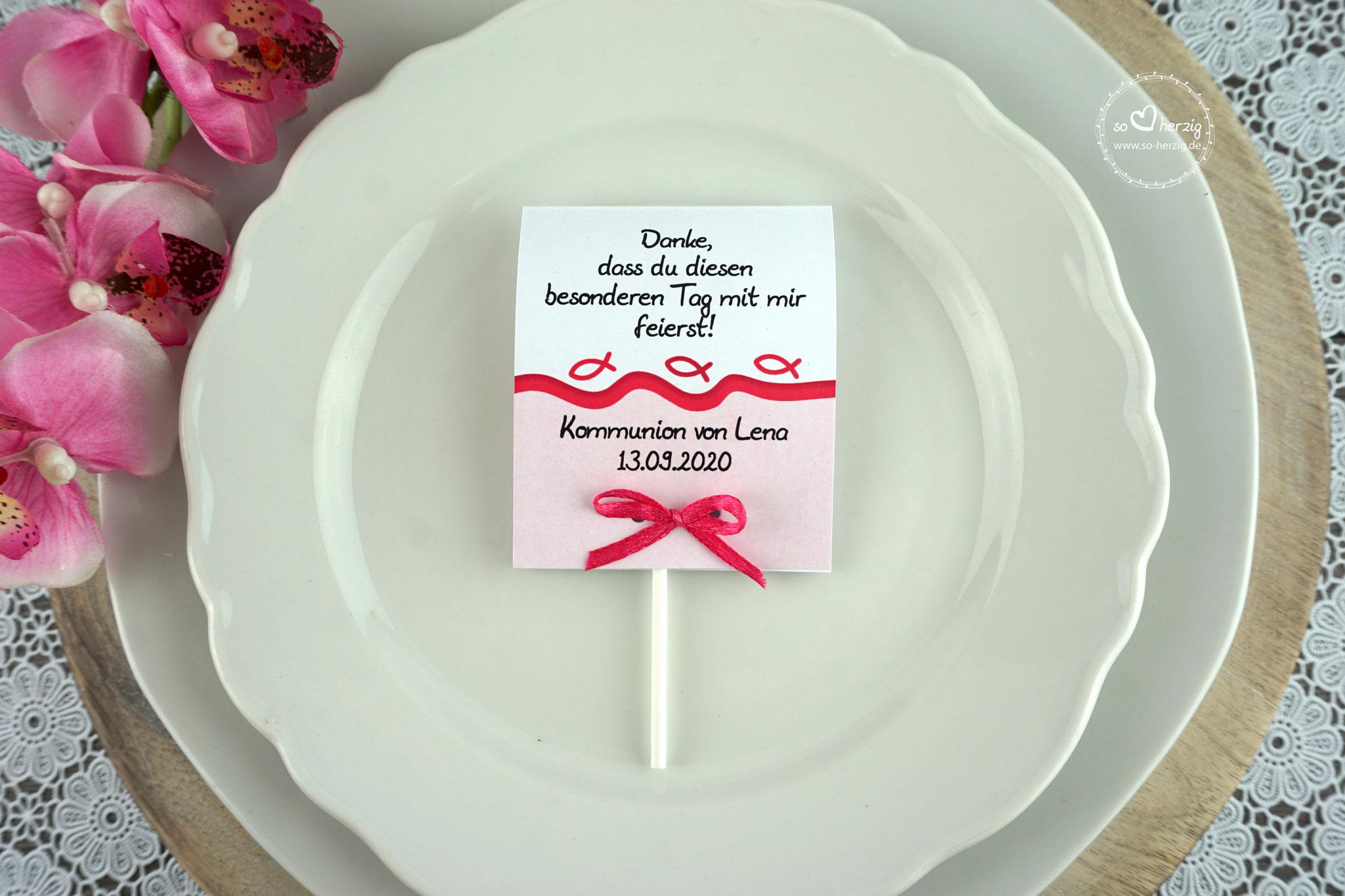 Lutscherkarte Design Fisch Silhouette Farbe Pink