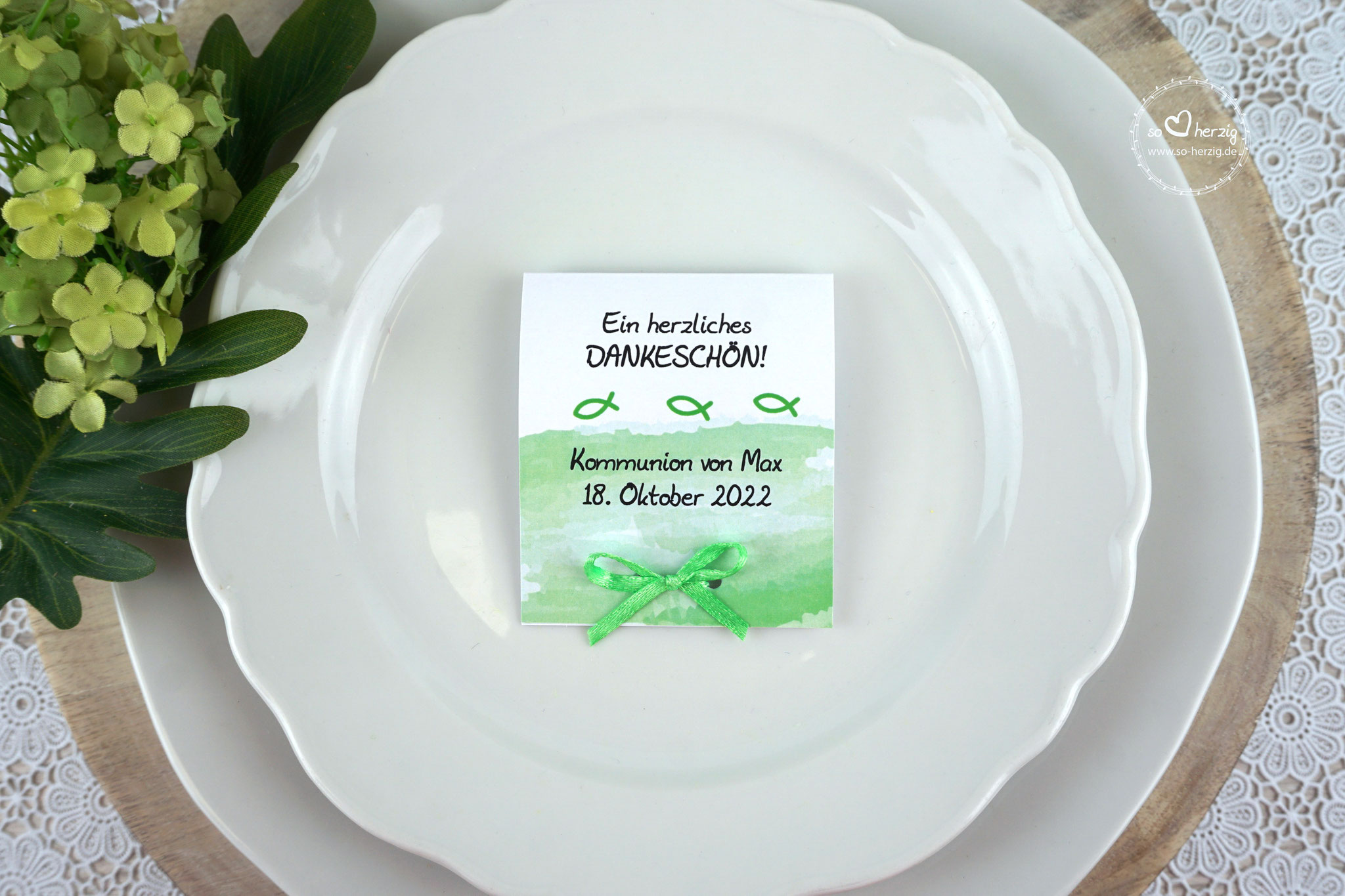 Lutscherkarte Design Aquarellband/Fische Apfelgrün - selbst befüllt