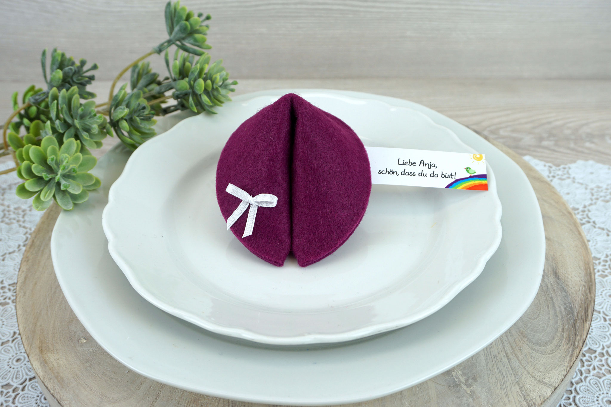 Filzkeks groß Beere, Fähnchen Design Regenbogen/Vögelchen