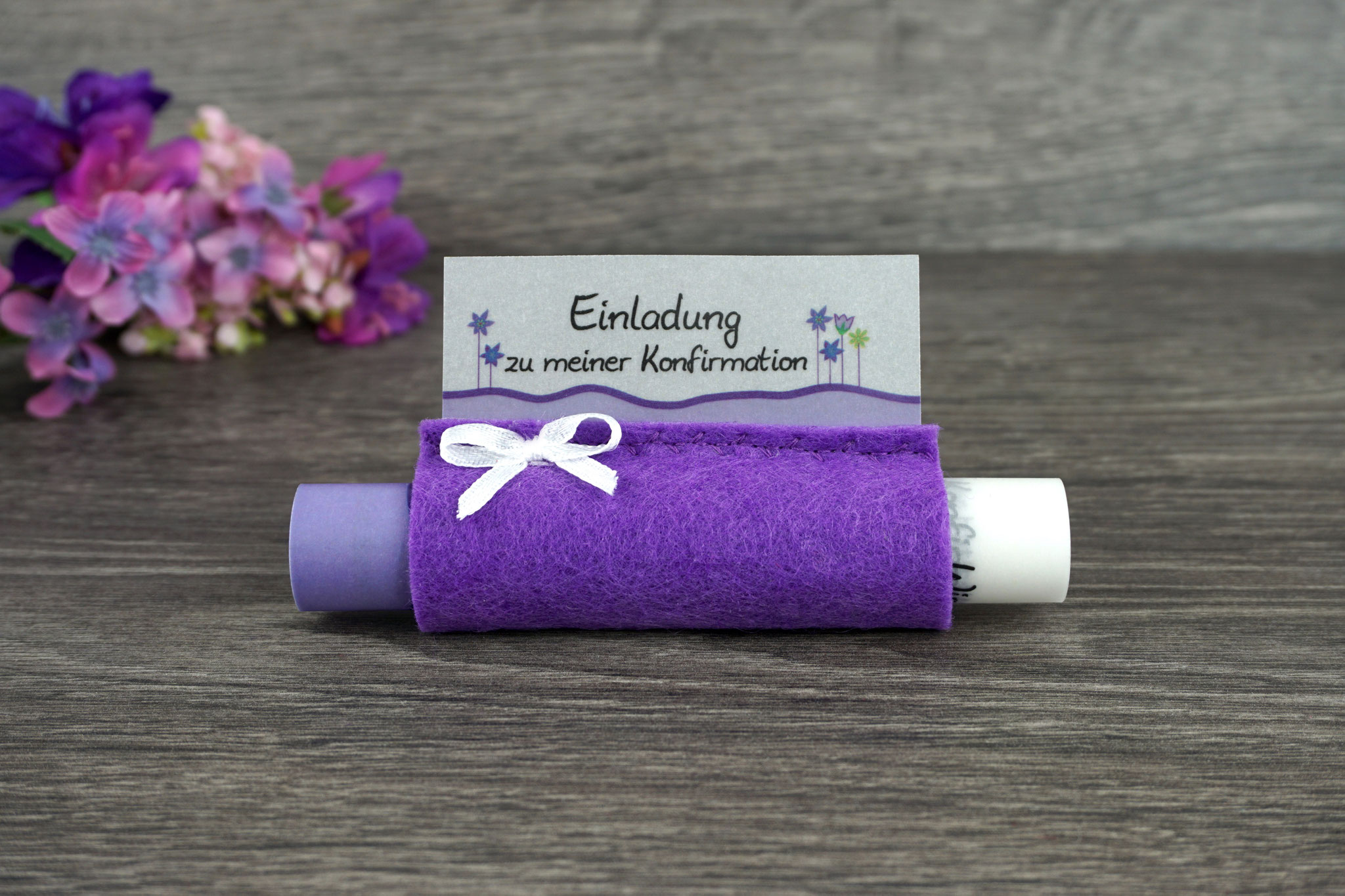 Design Blumenwiese, Filz Lila - mit Schleife