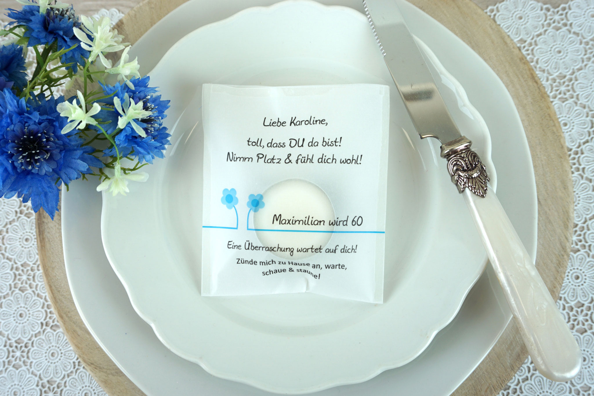 Licht-Botschaft Design Blümchen - Blau