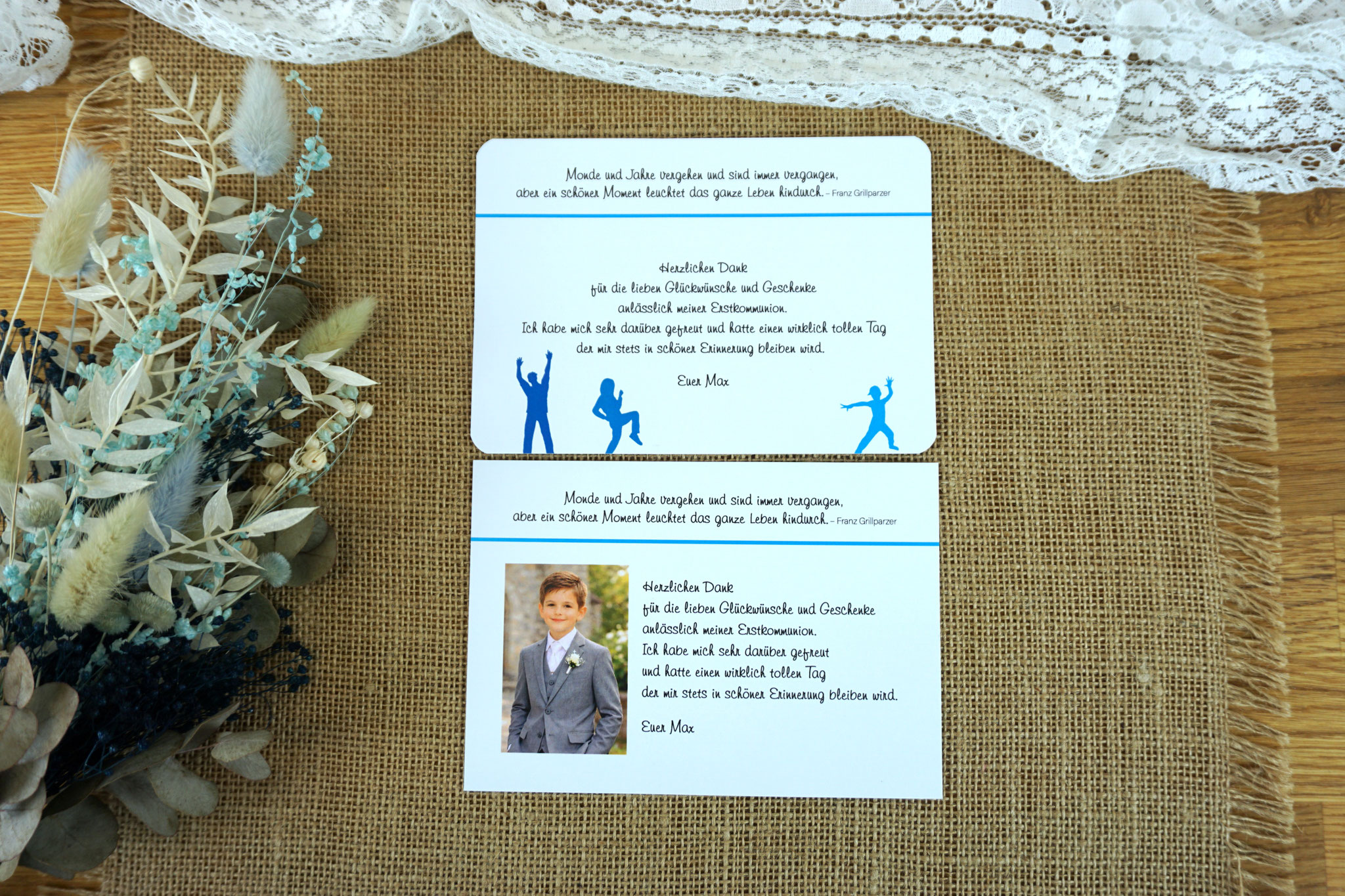Danksagungskarte "Ihr seid meine Freunde" mit und ohne Foto auf der Rückseite