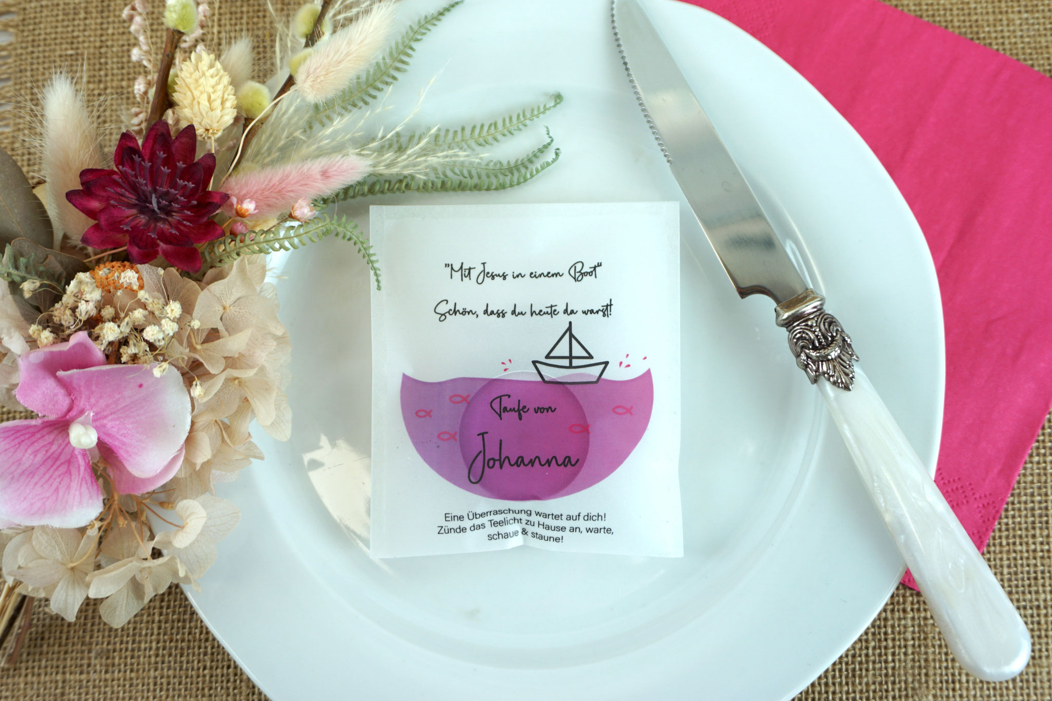 Lichtbotschaft Design "Segelboot" Pink/Rosa
