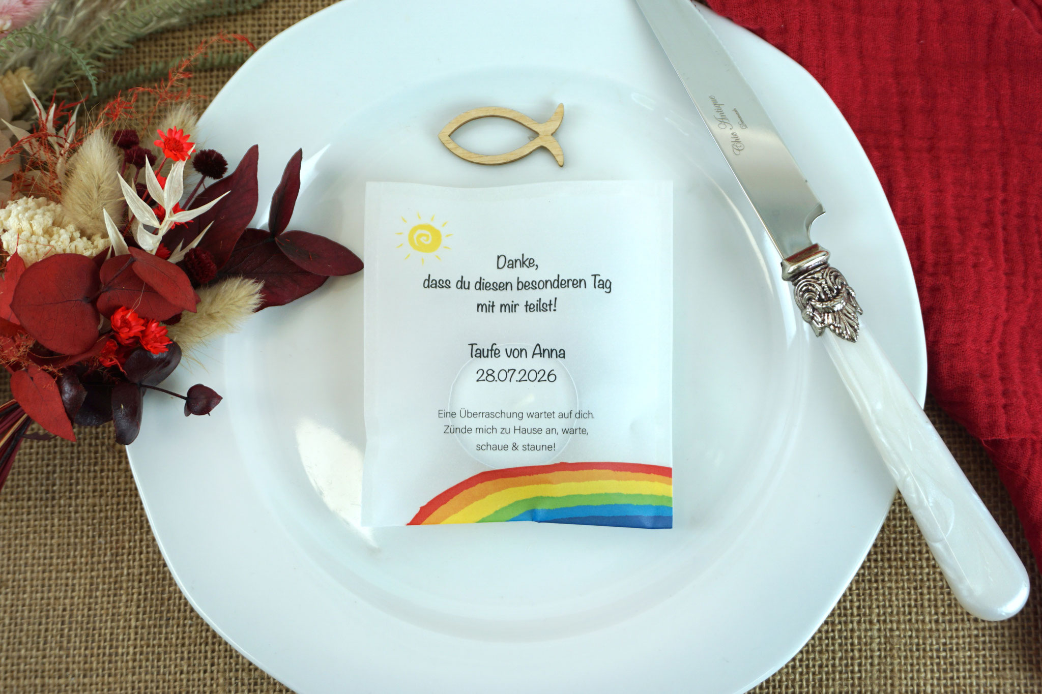 Lichtbotschaft Design "Regenbogen Rot ohne Vögelchen"