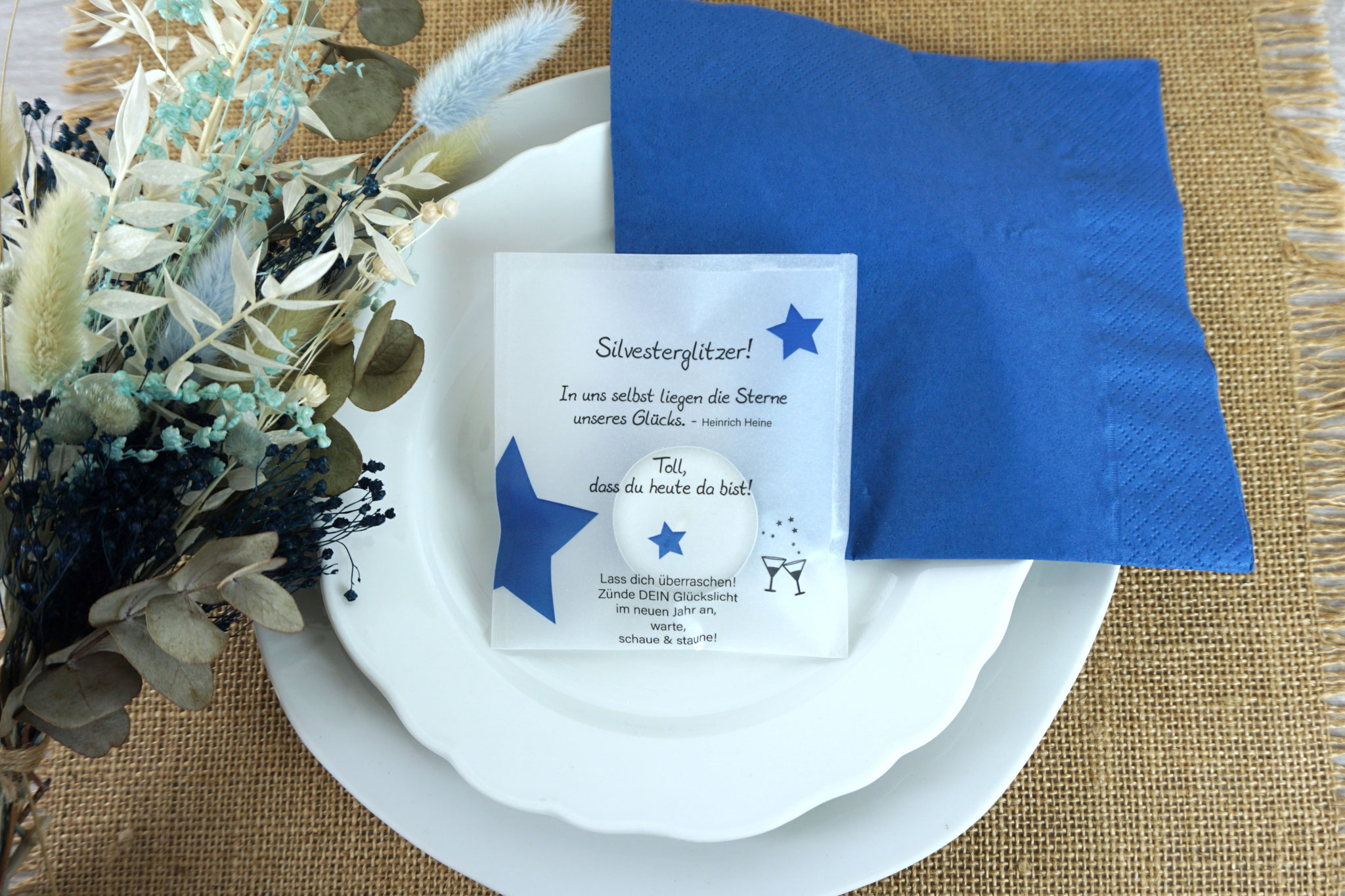 Licht-Botschaft Silvester - Design Sterne Royalblau