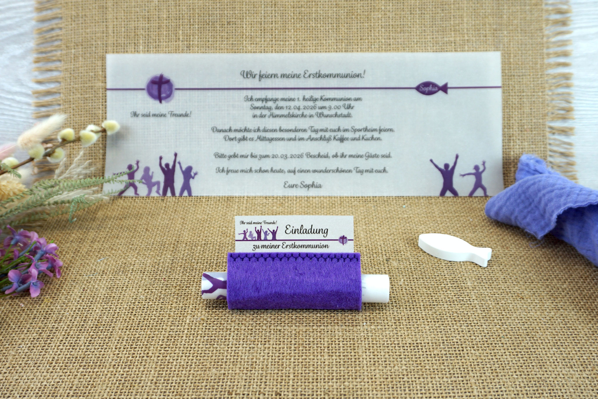 Design "Ihr seid meine Freunde!" - Filz Lila