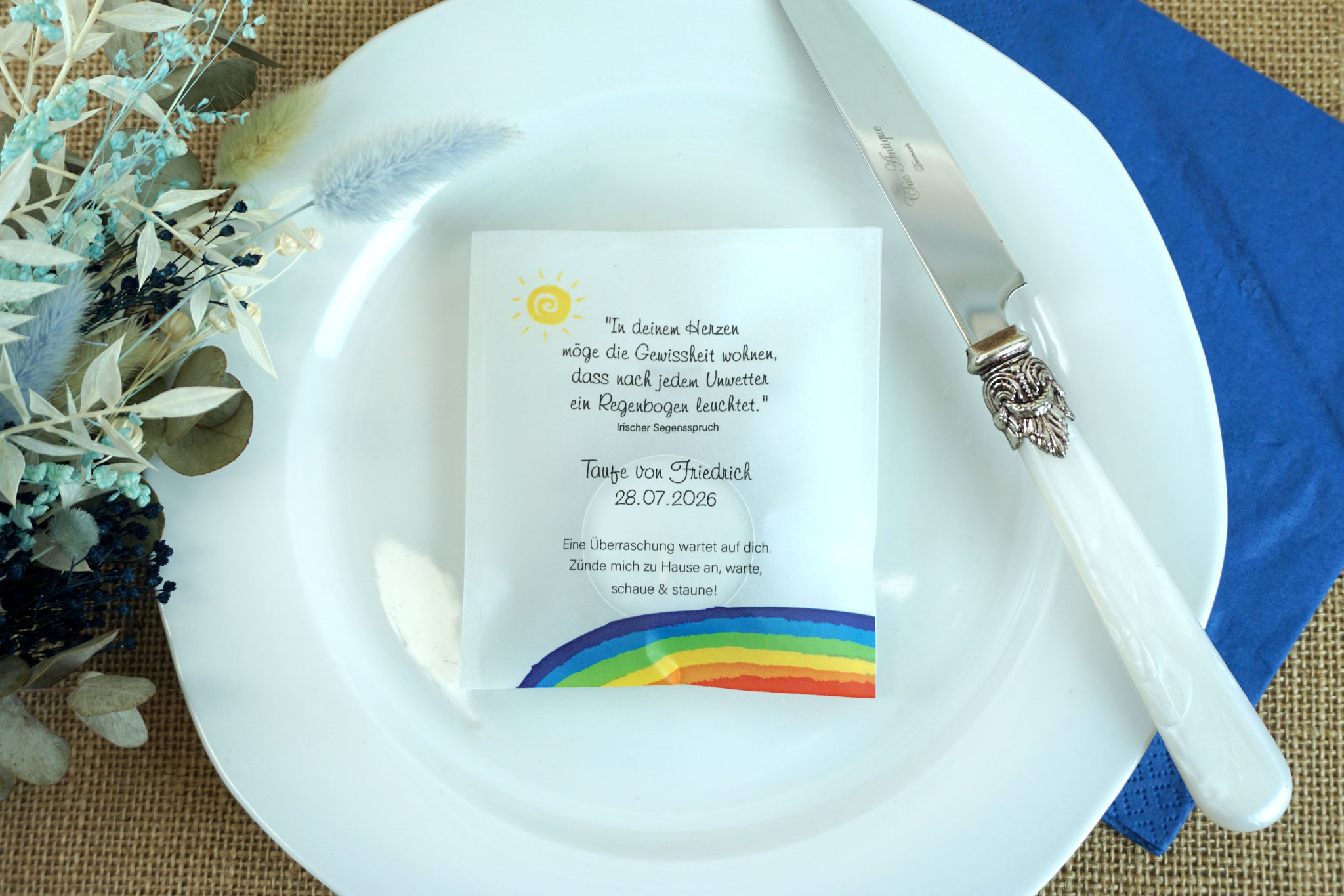 Lichtbotschaft Design "Regenbogen Blau ohne Vögelchen"