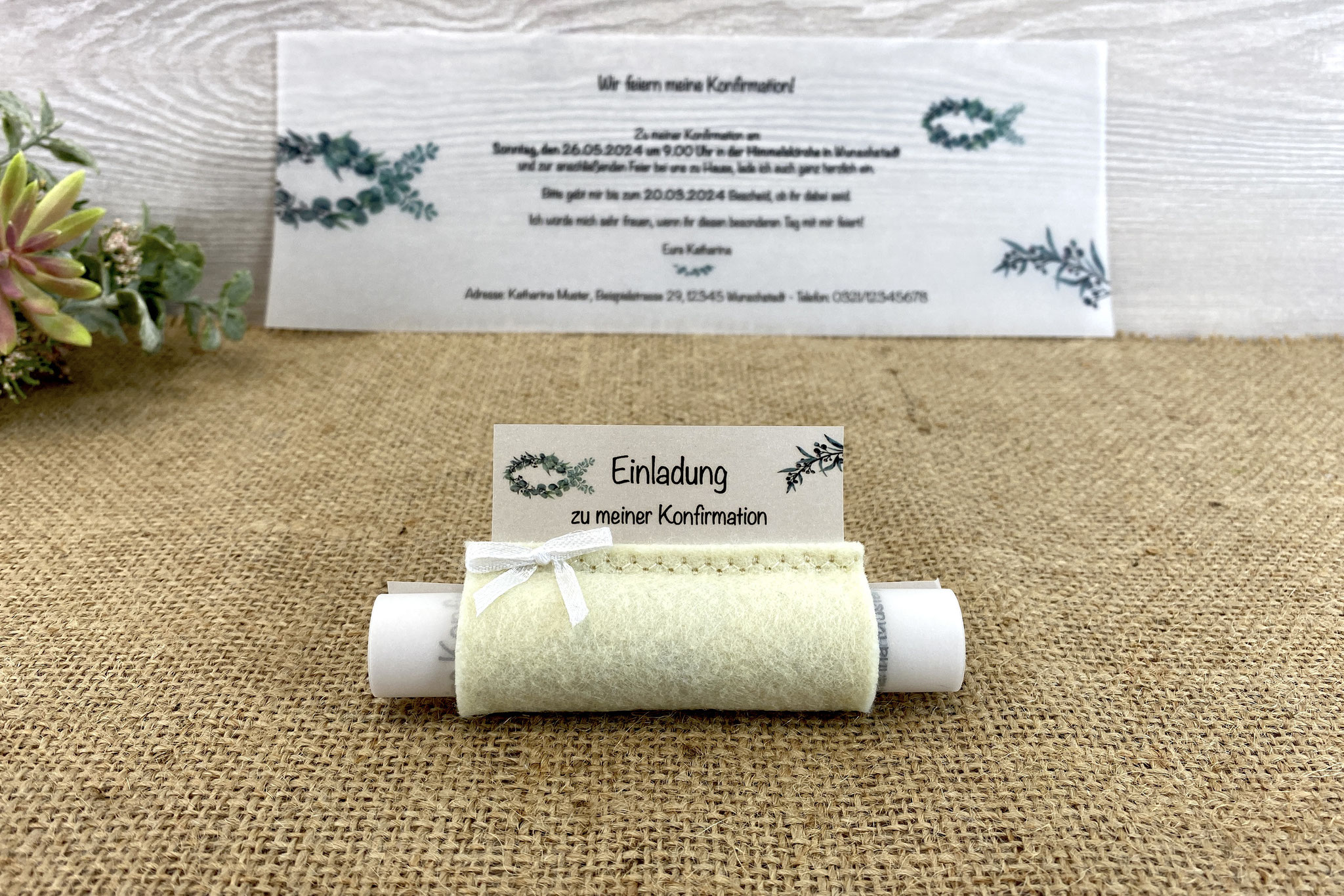 Design Eukalyptus-Fisch - Filz Beige - ohne Schleife