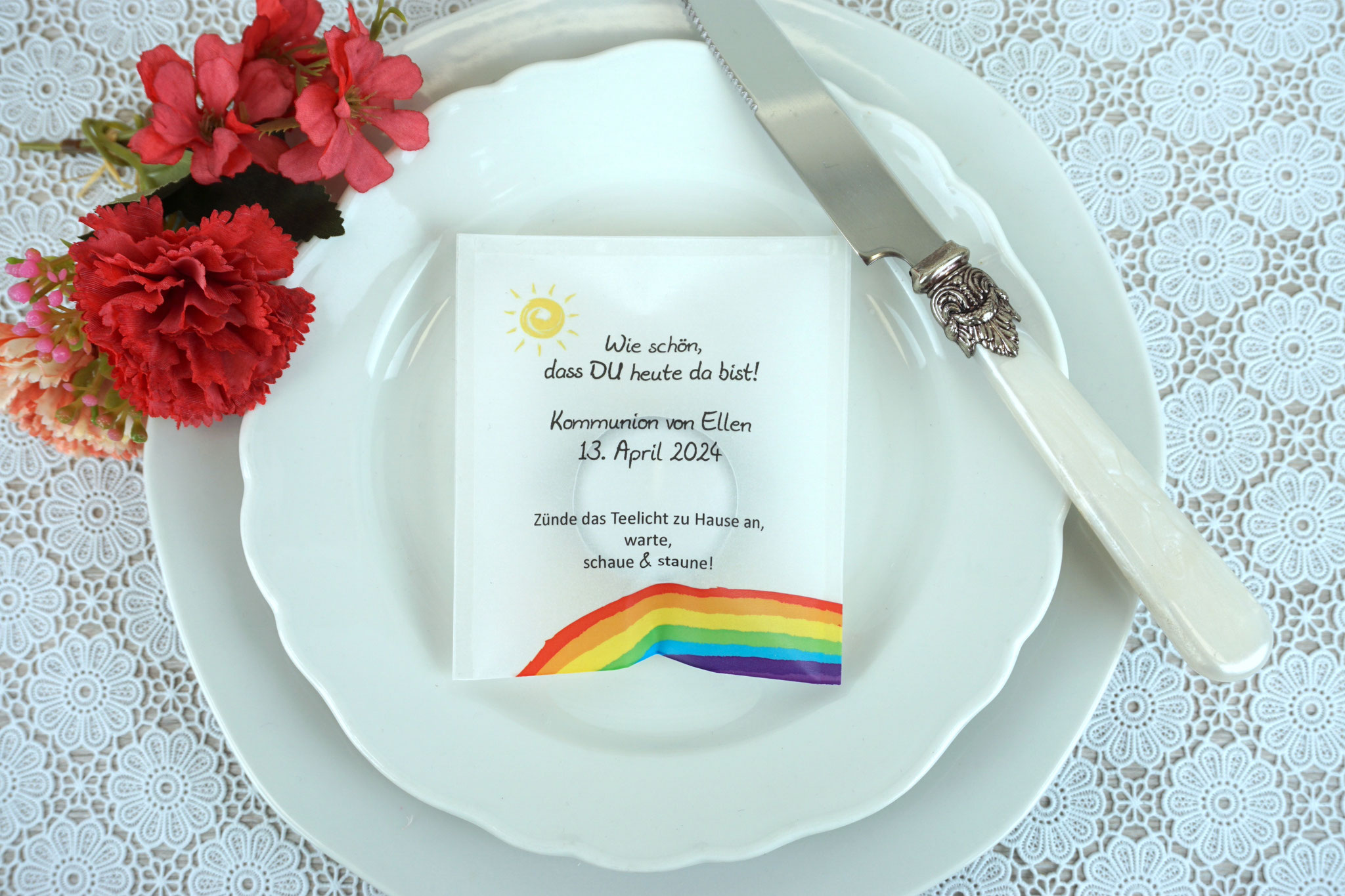 Lichtbotschaft Design: Regenbogen Rot