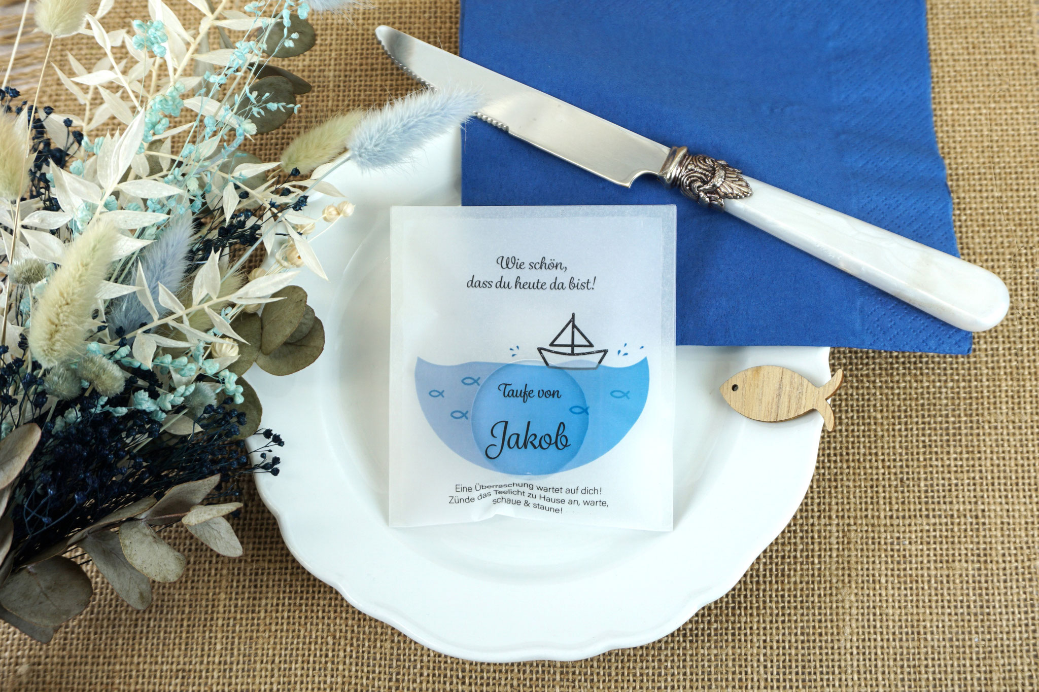 Lichtbotschaft Design "Segelboot" Blau