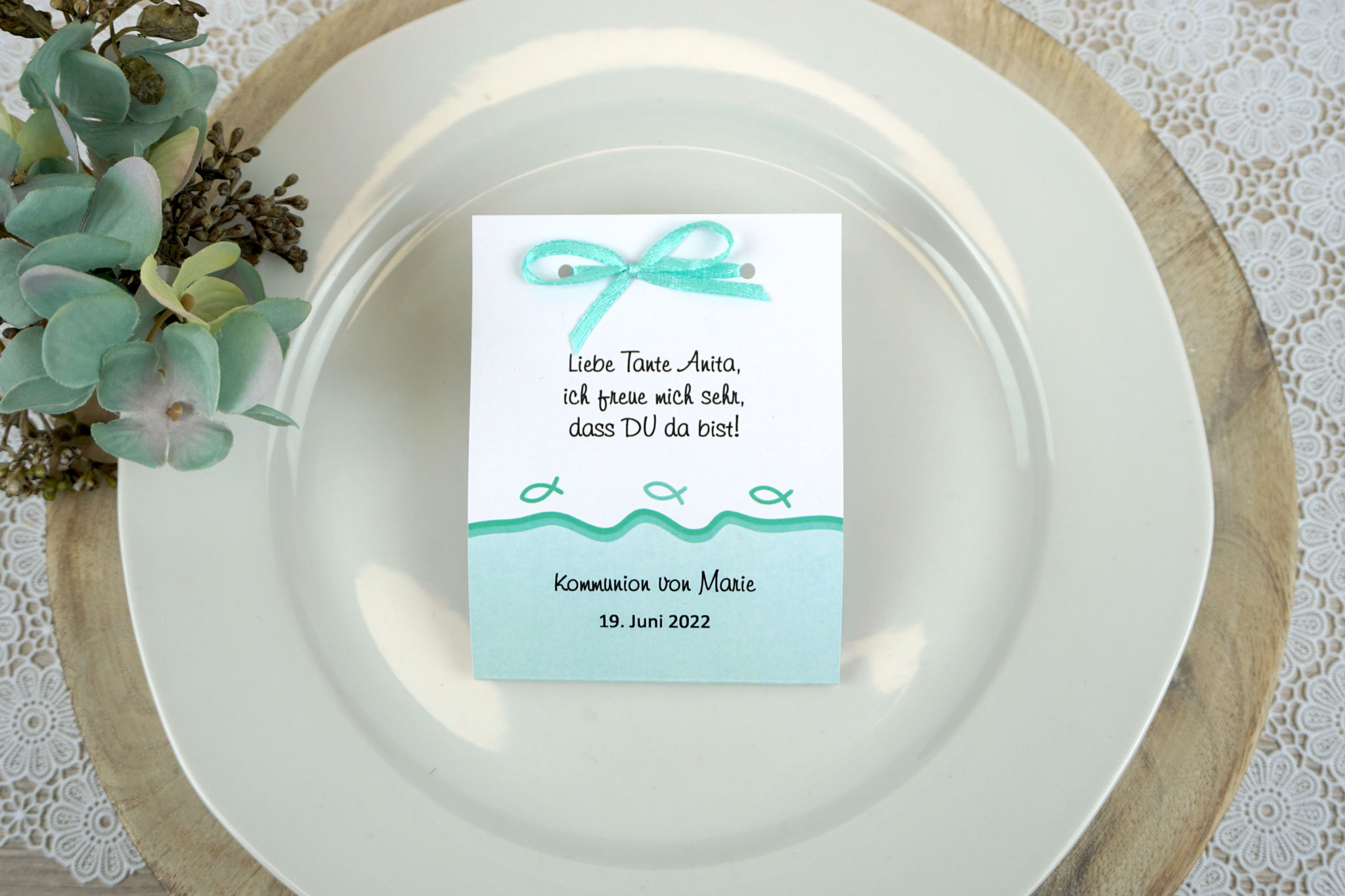 Fruchtgummikarte Design Fisch Silhouette Mint