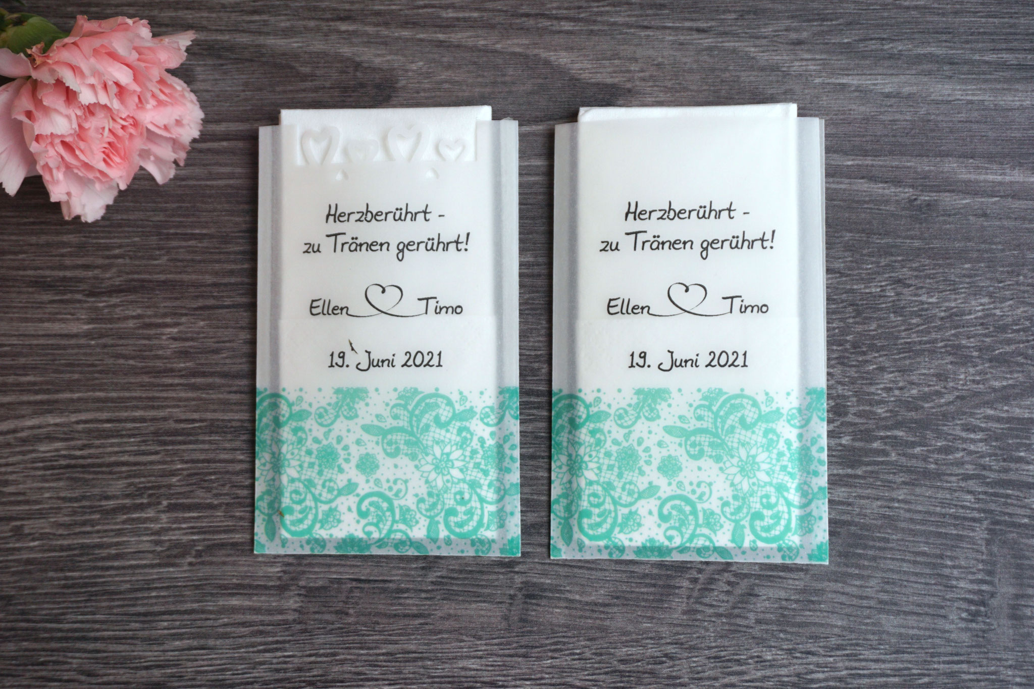 Design Spitzenband, Farbe Mint, mit und ohne Herzrand