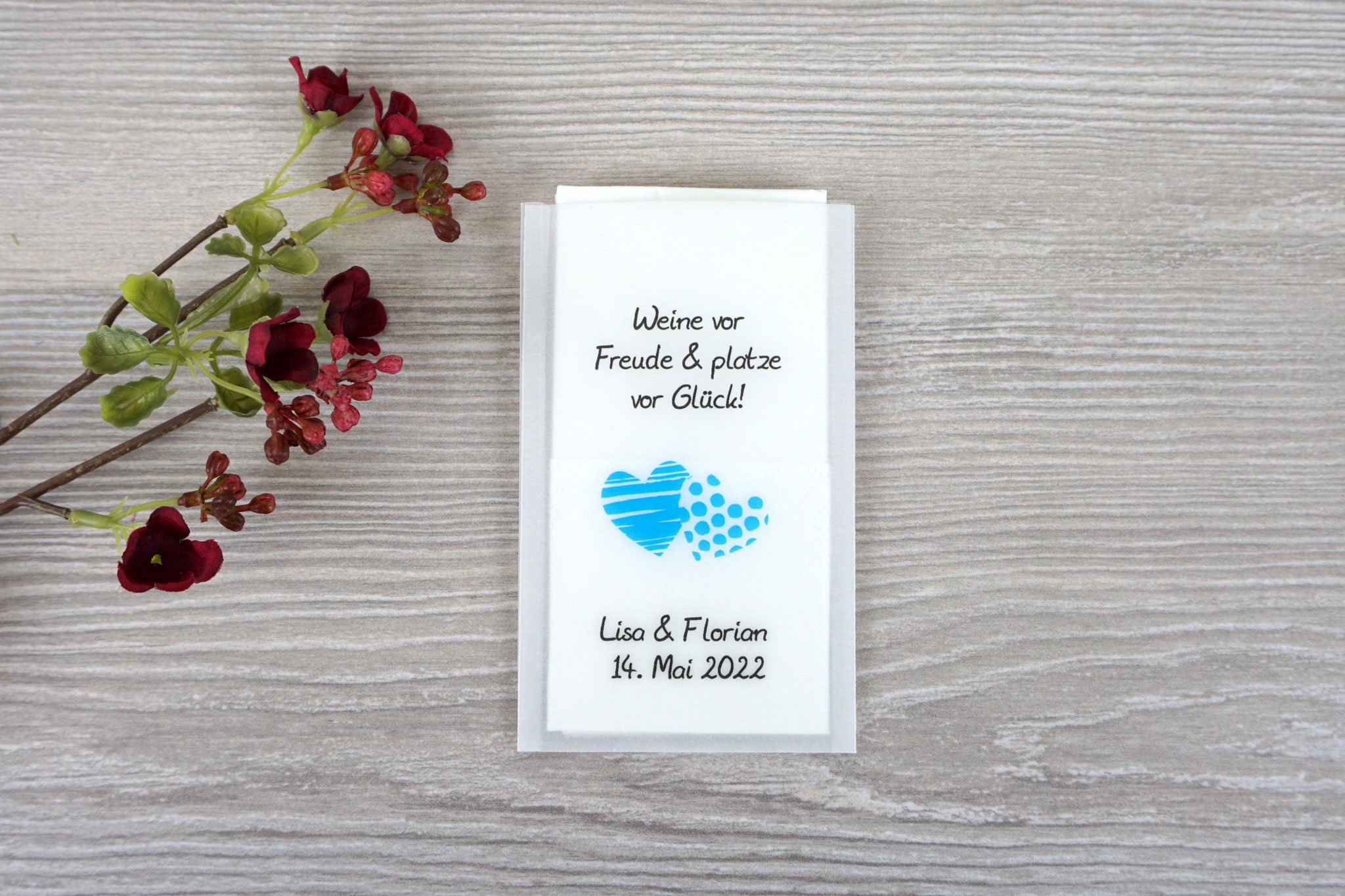 Design "zwei Herzen" Farbe Blau