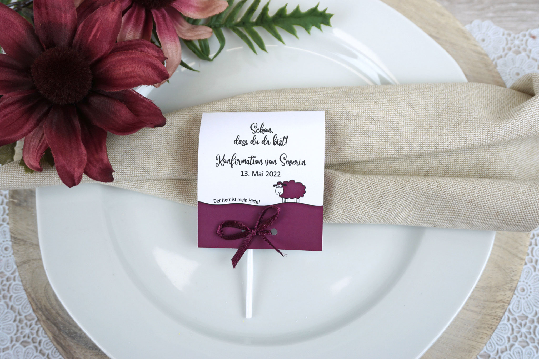 Lutscherkarte Design Schaf Beere