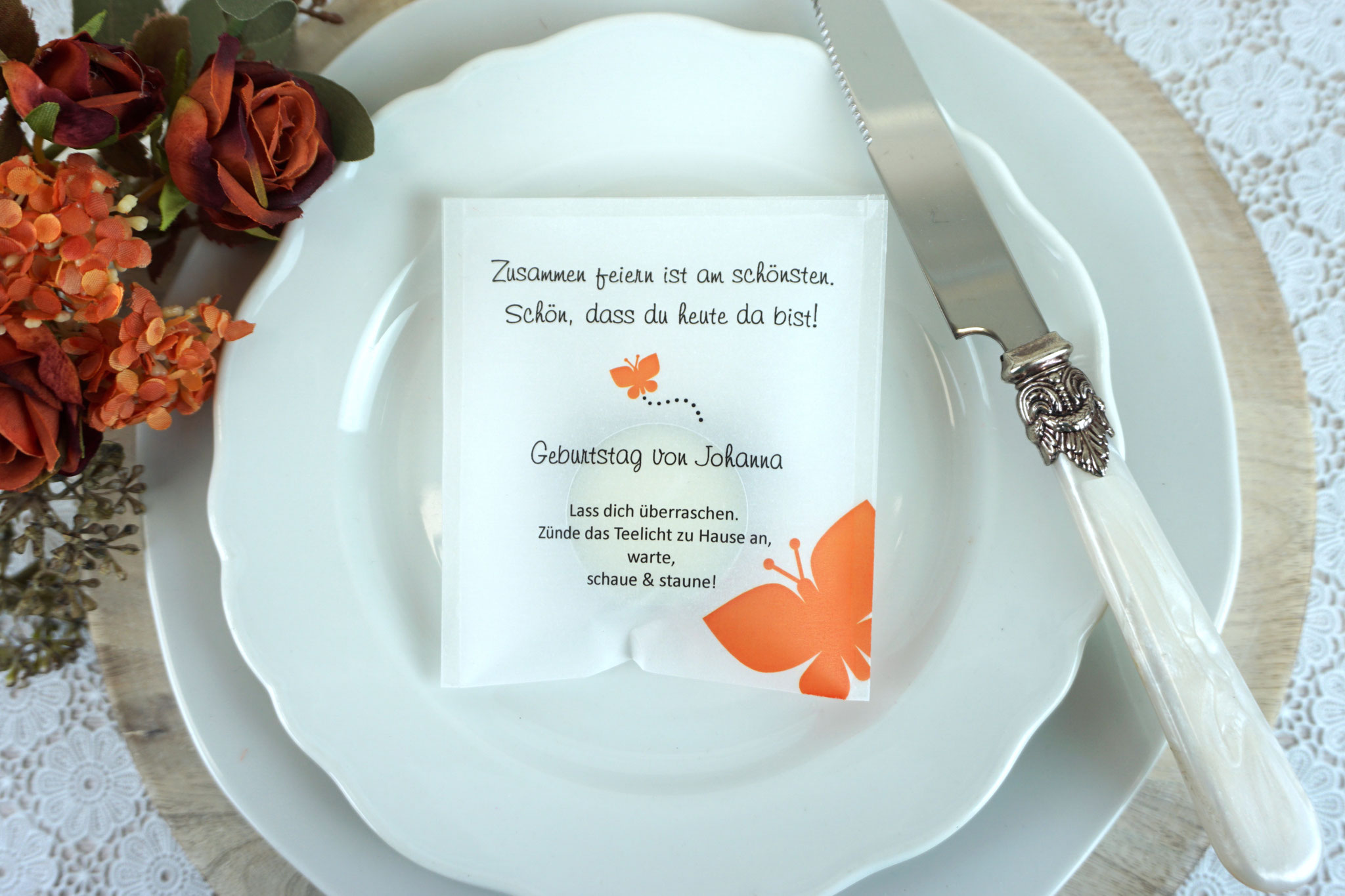 Licht-Botschaft Design Schmetterling groß - Orange