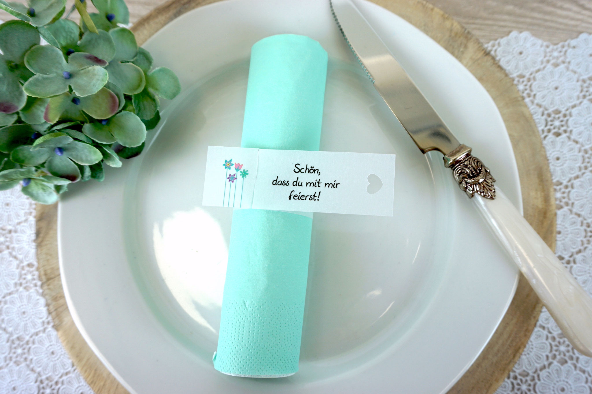 Serviettenring Design Blumenwiese/Randabschluss Herz