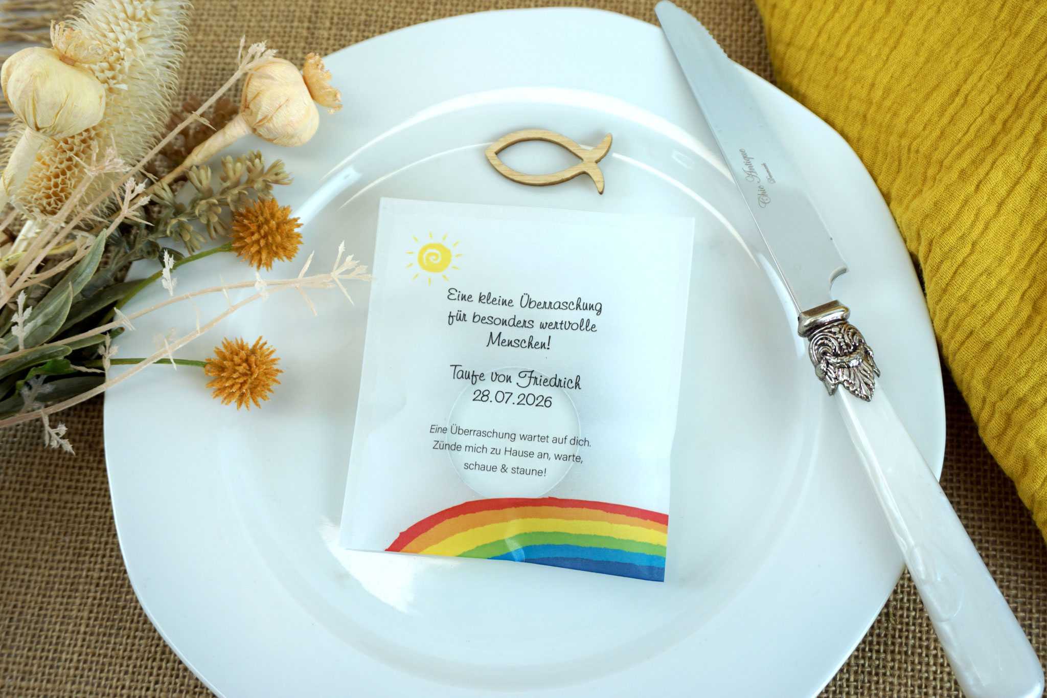 Lichtbotschaft Design "Regenbogen Rot ohne Vögelchen"