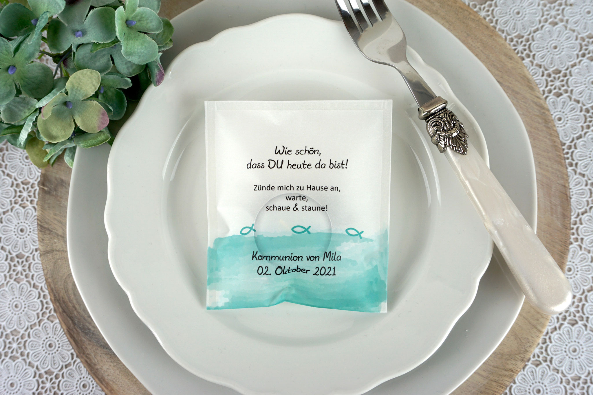 Lichtbotschaft Design: Aquarellband/Fische Türkis dunkel