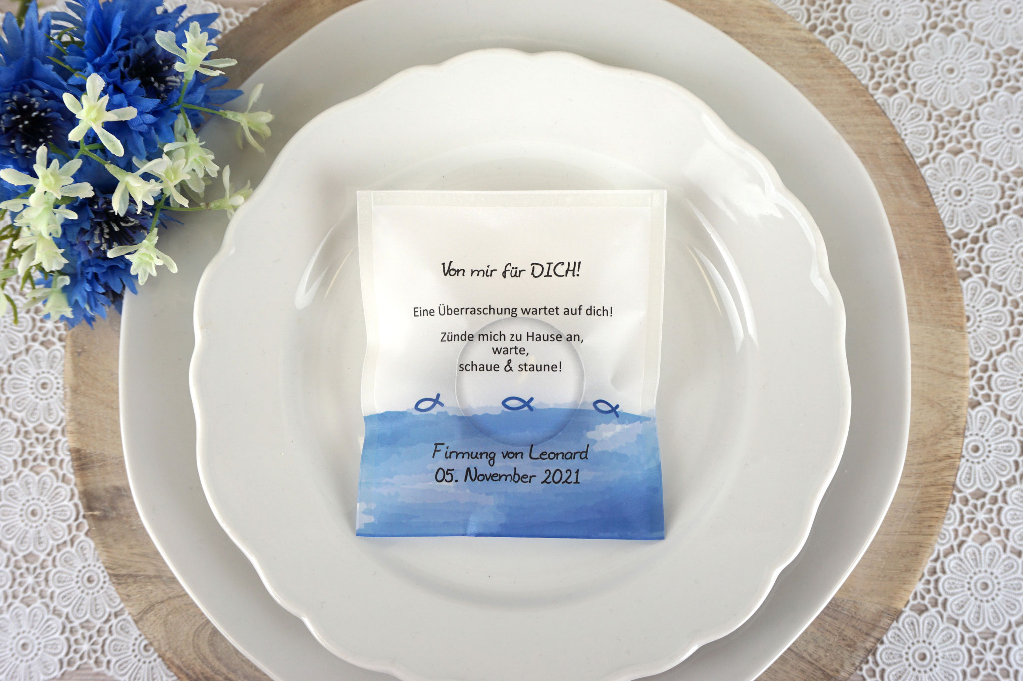 Lichtbotschaft Design: Aquarellband/Fische Royalblau