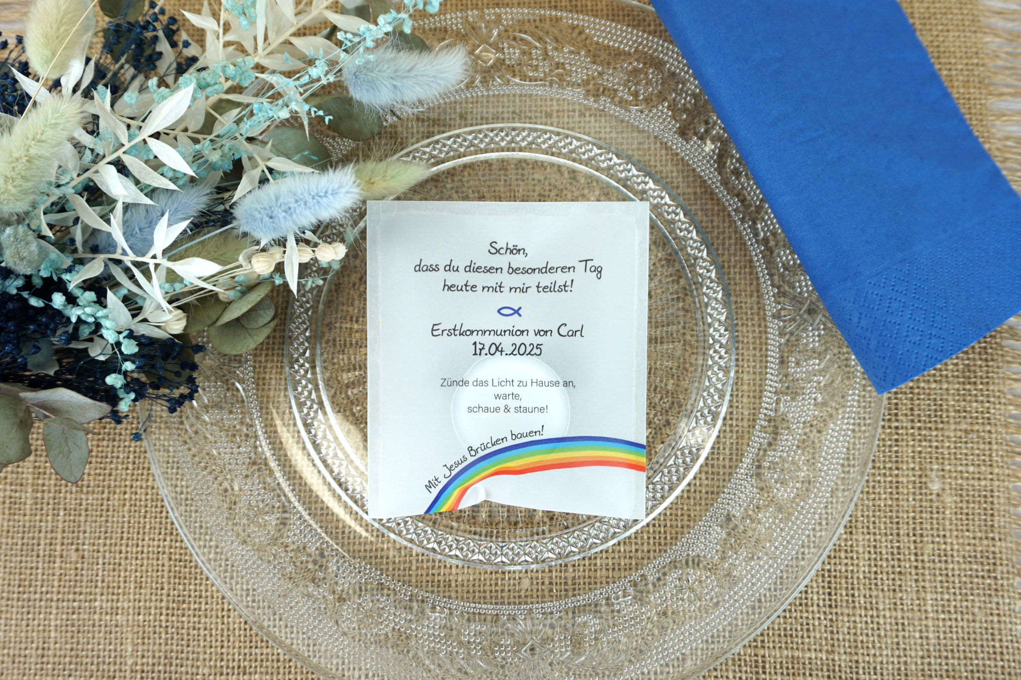 Licht-Botschaft  Design: Zu Jesus Brücken bauen/Regenbogen - Kommunionsthema