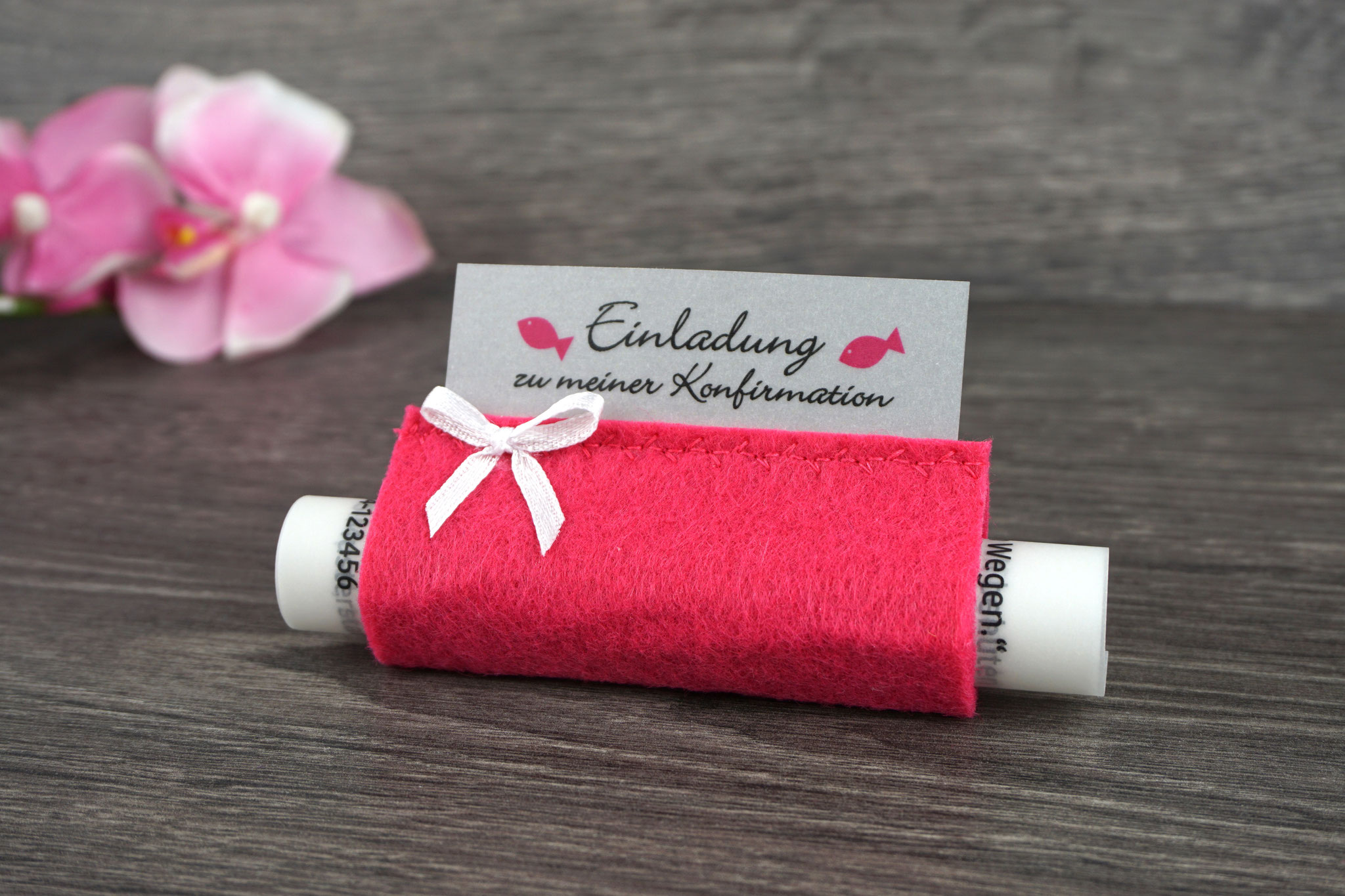 Design Fisch, Filz Pink - mit Schleife