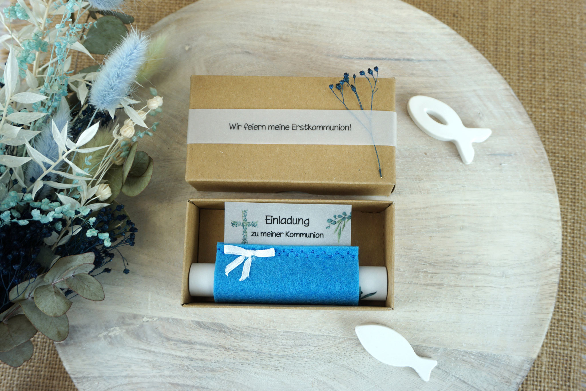 Separat zu bestellen: Verpackung mit Banderole passend für die Einladungskarten!