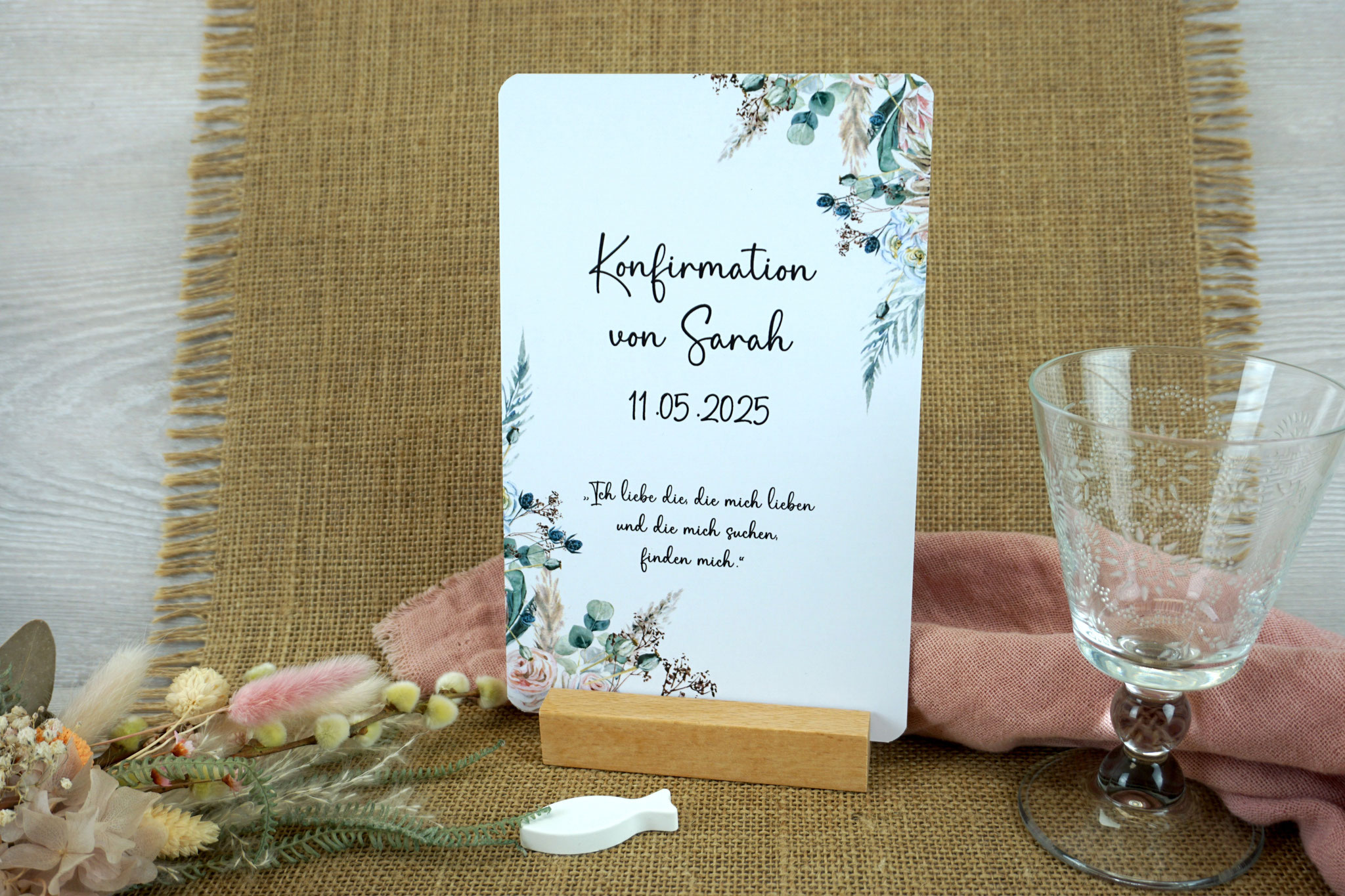 Menükarte/Tischaufsteller runde Ecken - Design Boho