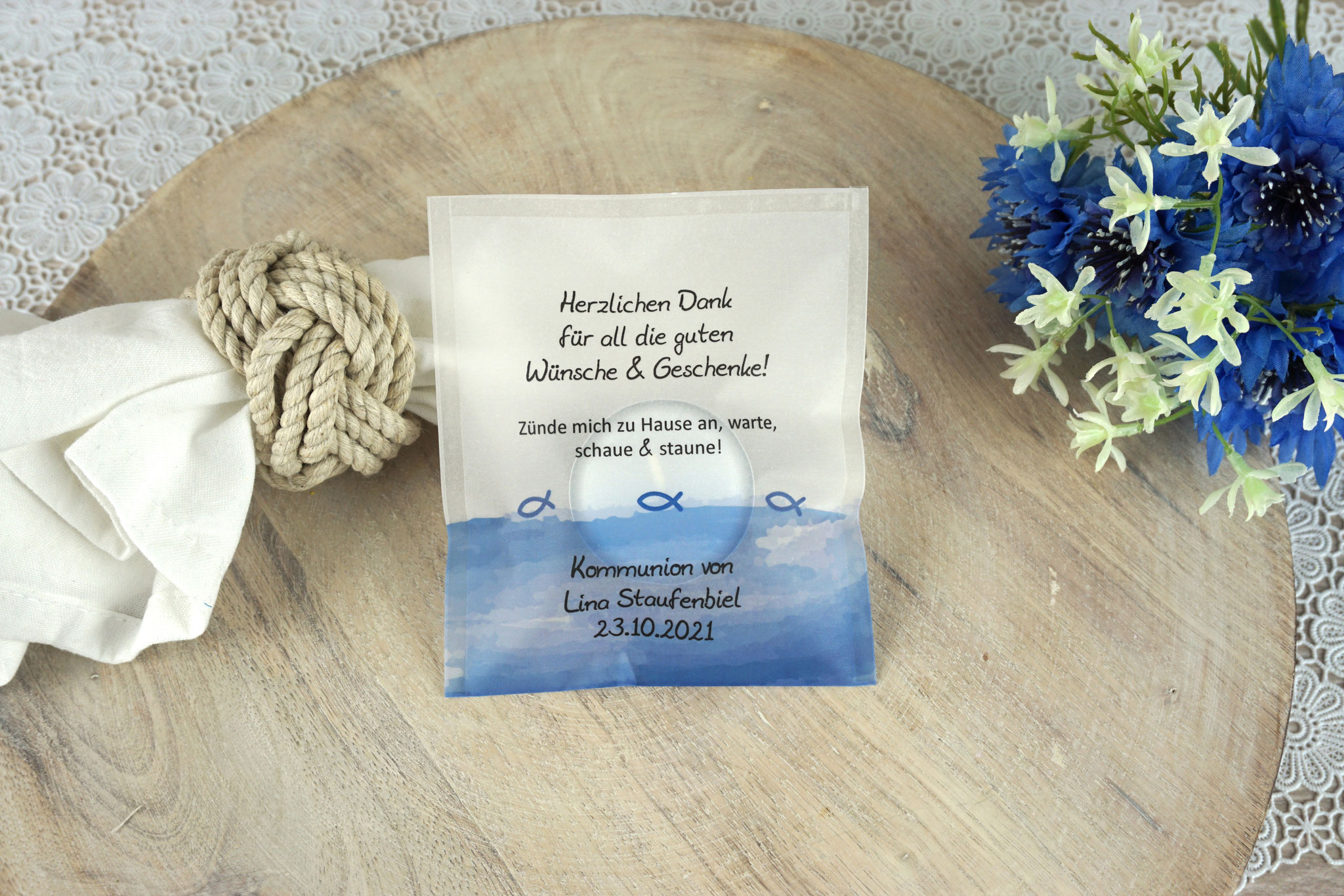 Licht-Botschaft  Design: Aquarellband/Fische Royalblau
