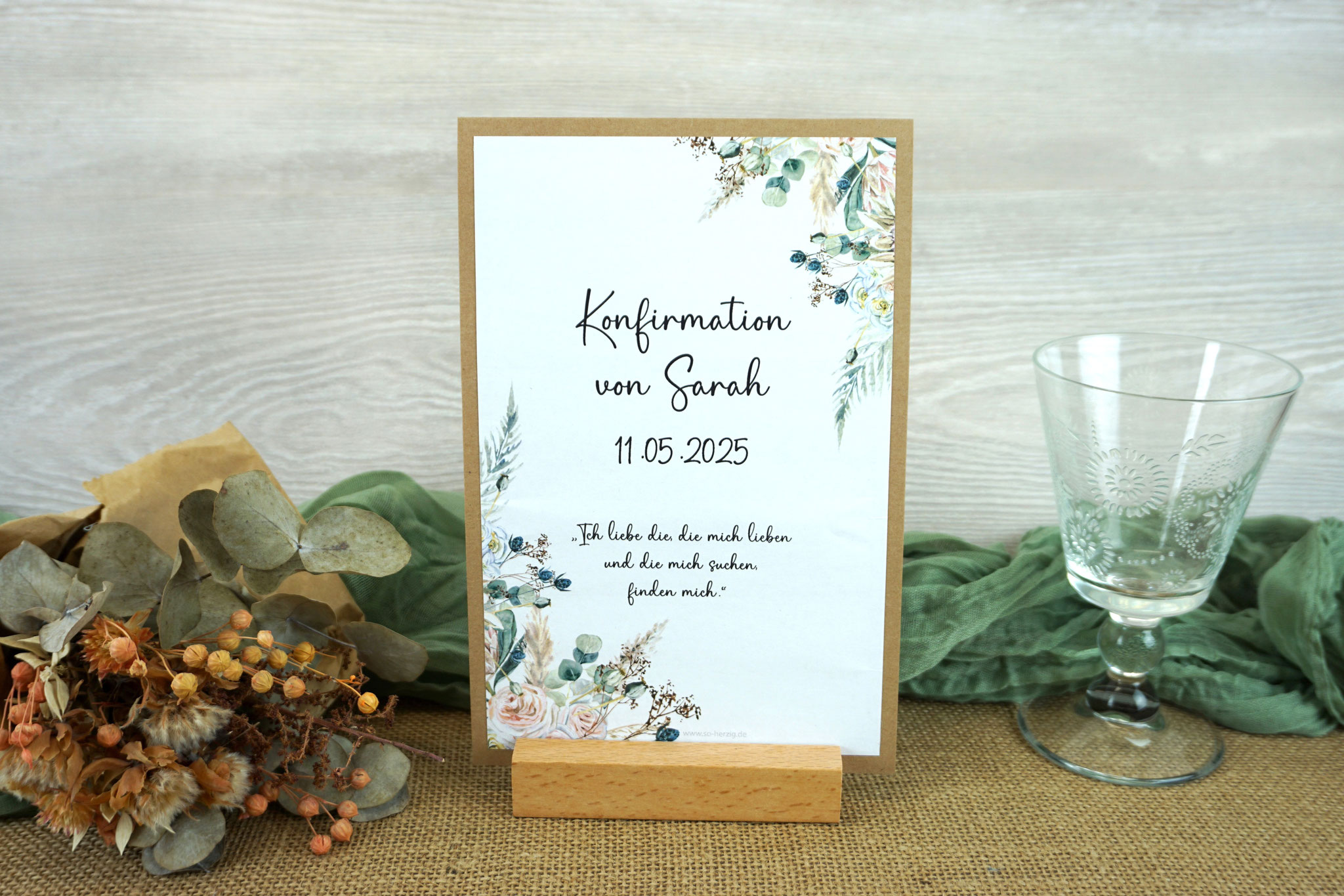 Menükarte/Tischaufsteller Kraftkarton - Design Boho