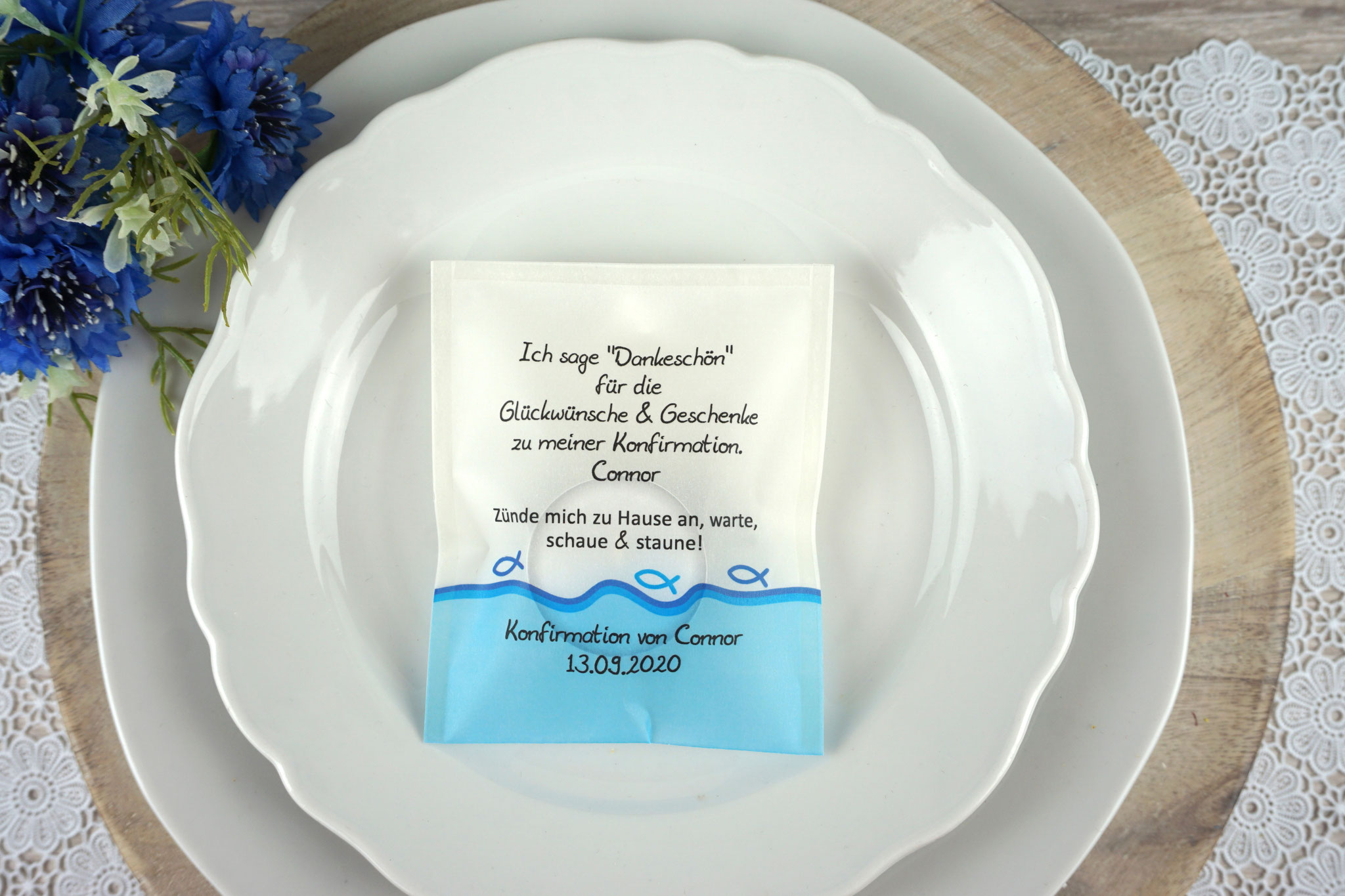 Lichtbotschaft Design: "Fisch Silhouette" Blau