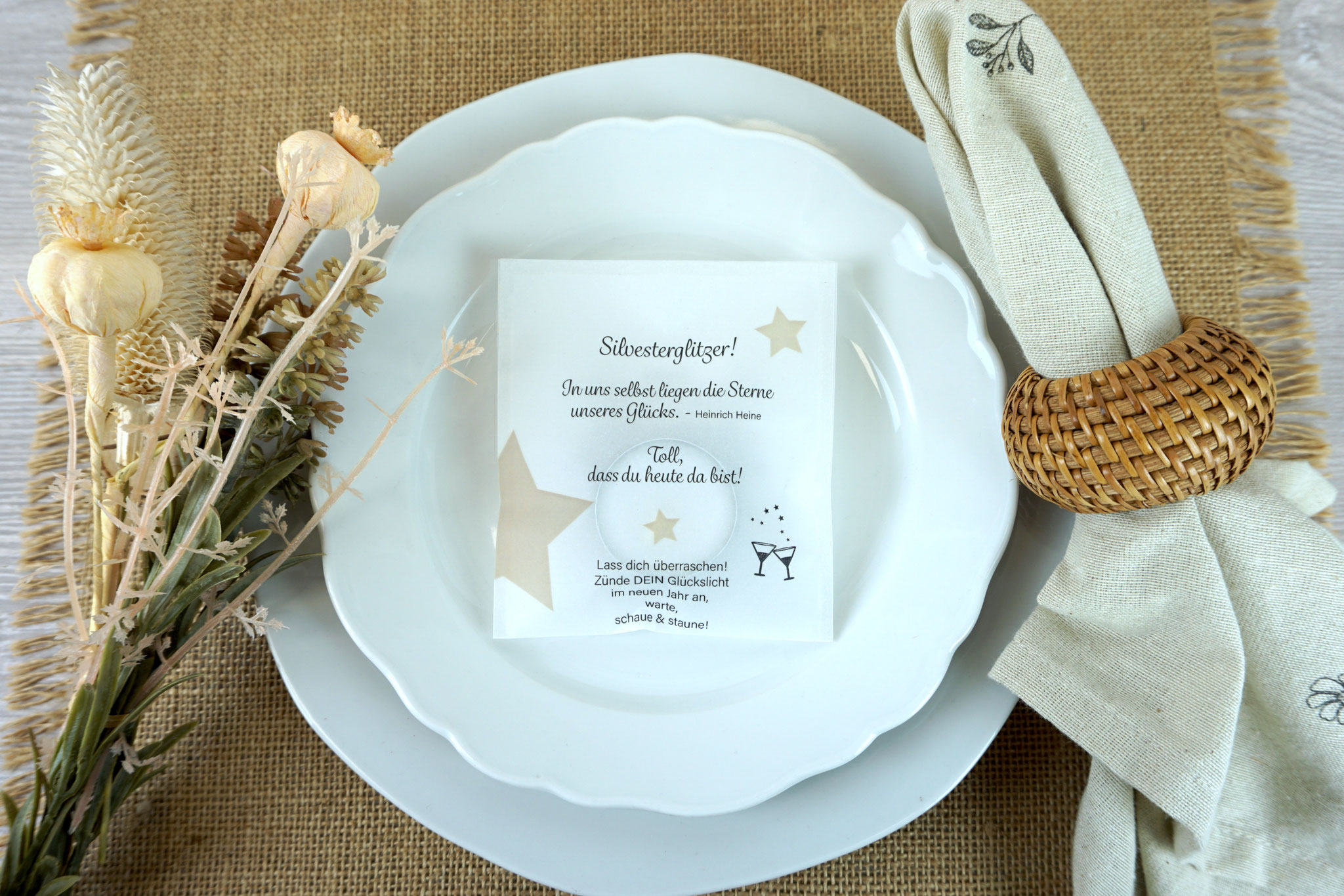 Licht-Botschaft Silvester - Design Sterne Beige