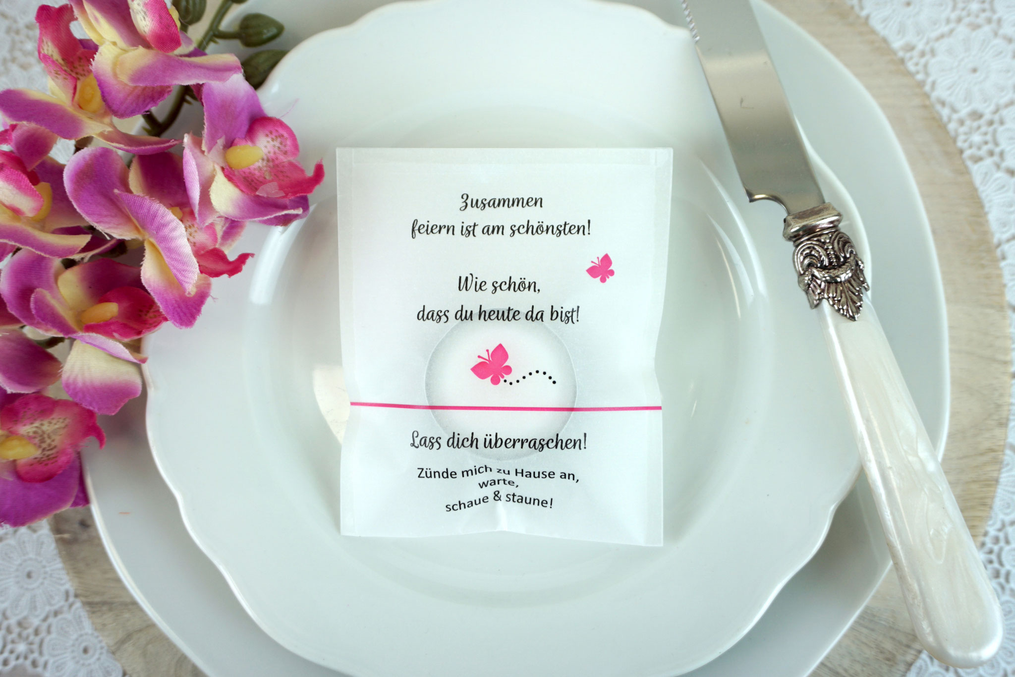 Licht-Botschaft Design Schmetterlinge - Pink