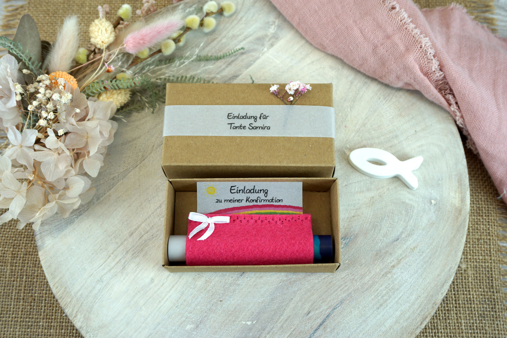 Design Regenbogen Pink - Filz Pink - mit Schleife