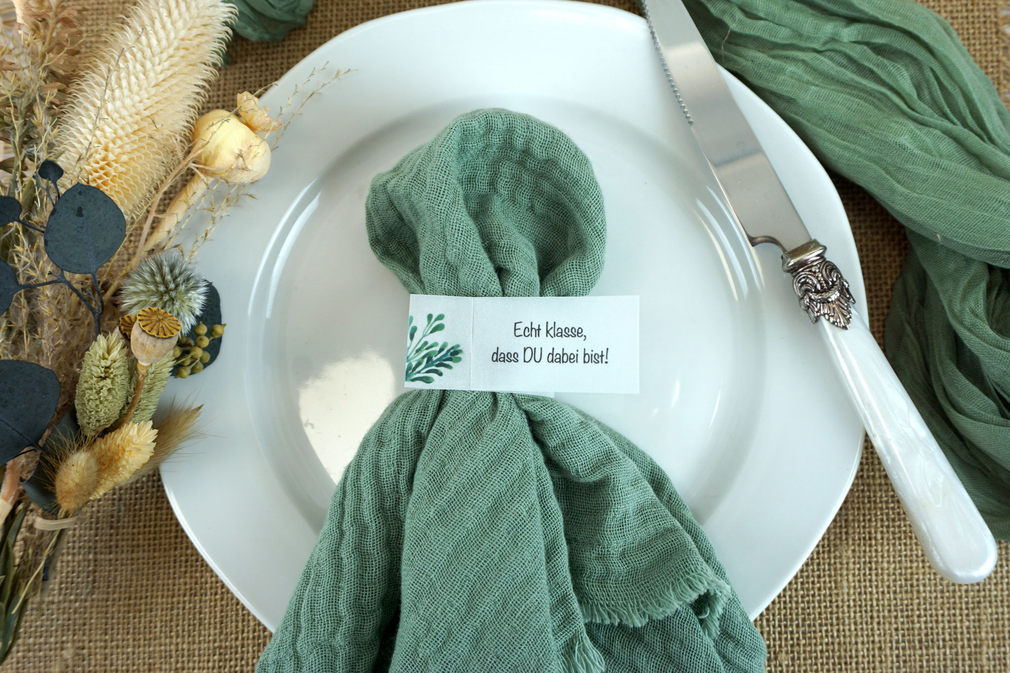 Serviettenring Design "Greenery" - gerader Abschluss