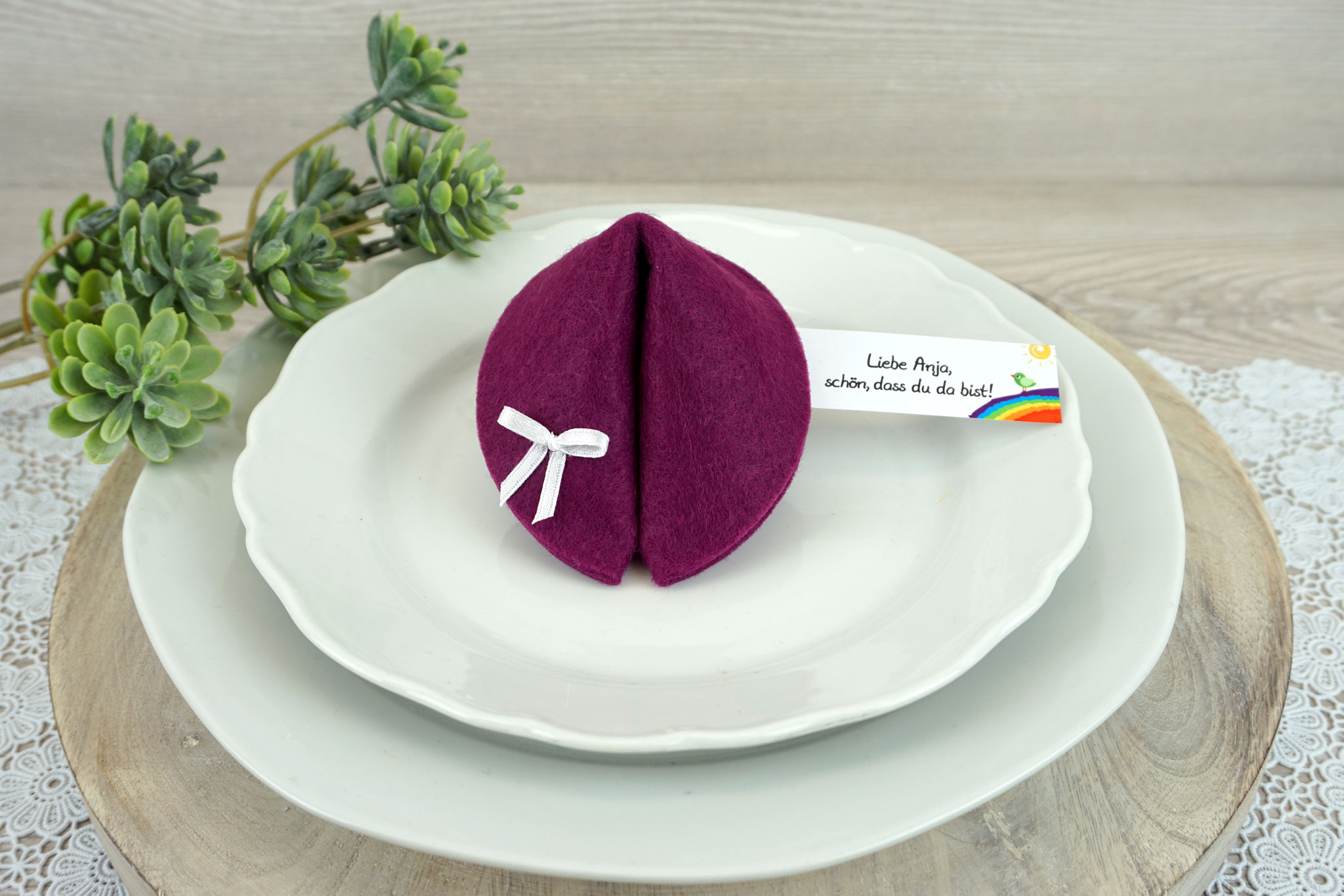 Filzkeks groß Beere, Fähnchen Design Regenbogen/Vögelchen