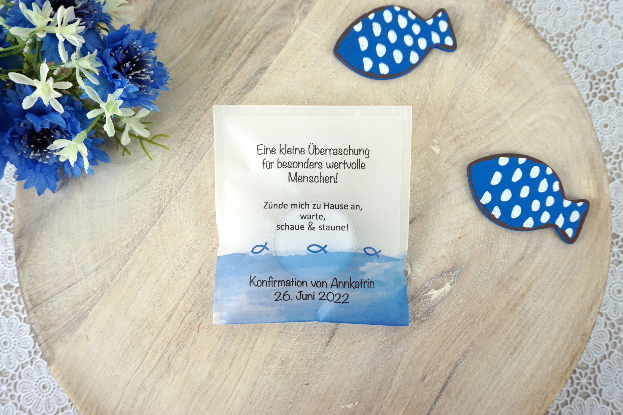 Lichtbotschaft Design: Aquarellband/Fische Royalblau